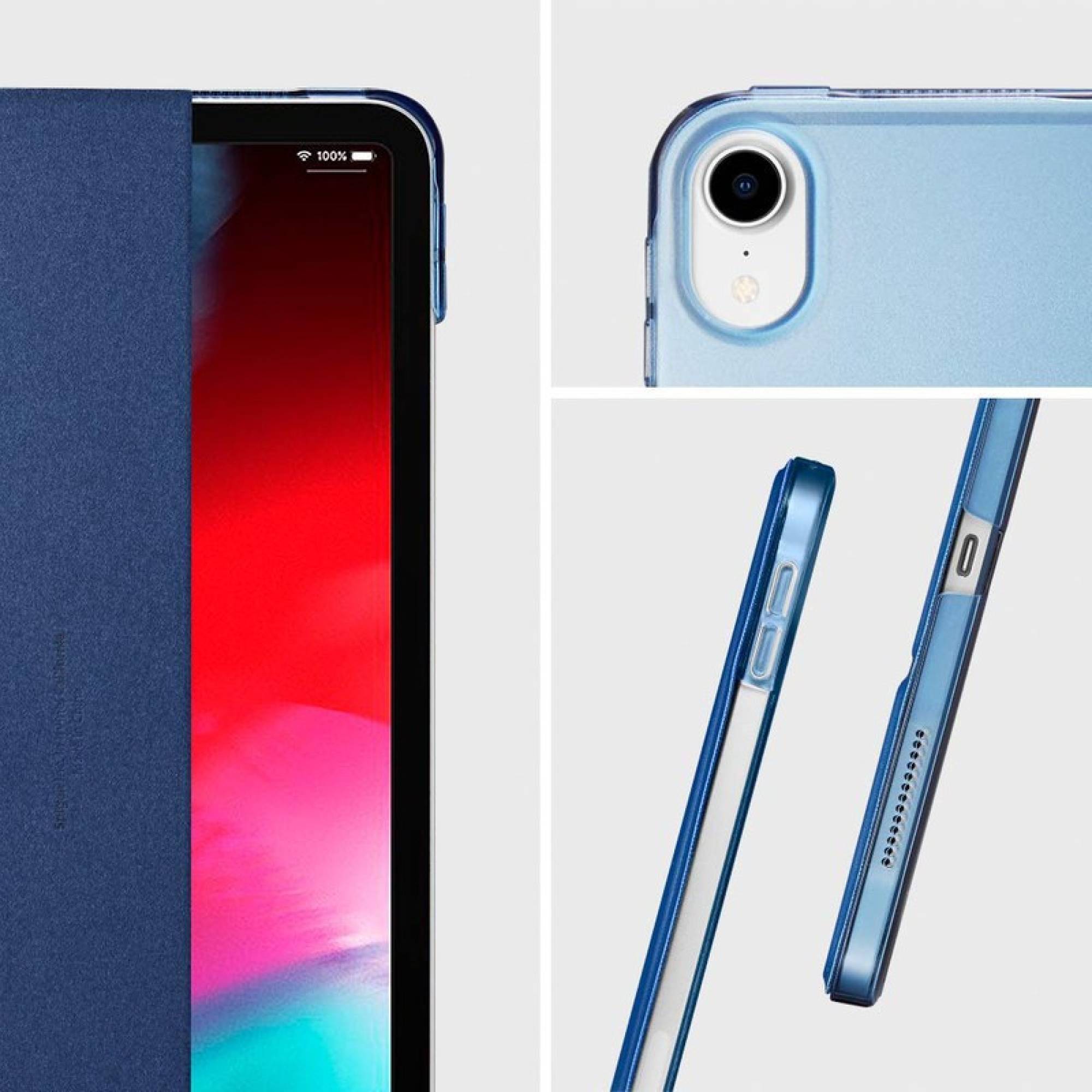 spigen Plastic, Polycarbonate & Polyurethane Leather Flip Cover for Apple iPad Pro 11 Inch (Wireless Charging Compatible, Blue)_12