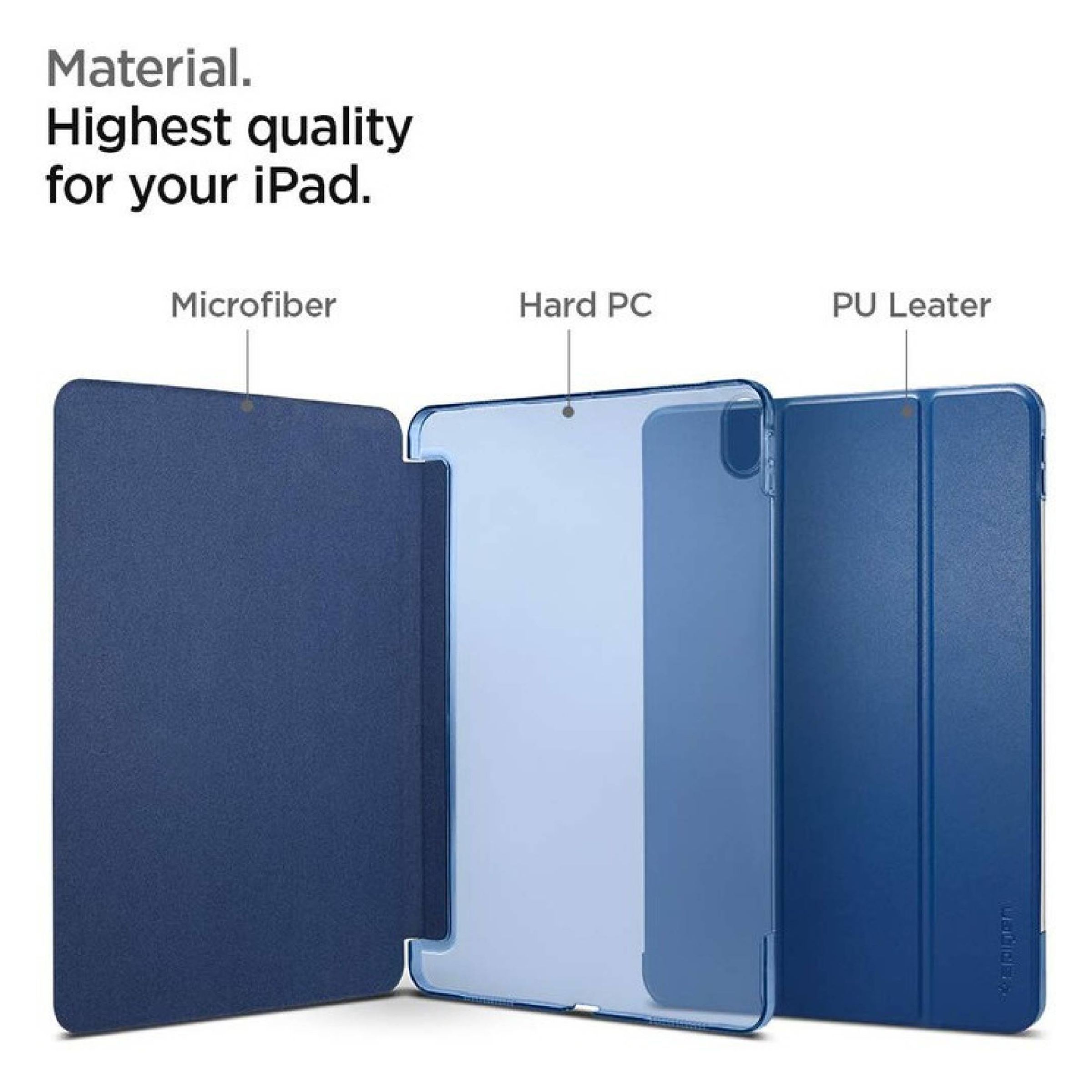 spigen Plastic, Polycarbonate & Polyurethane Leather Flip Cover for Apple iPad Pro 11 Inch (Wireless Charging Compatible, Blue)_8