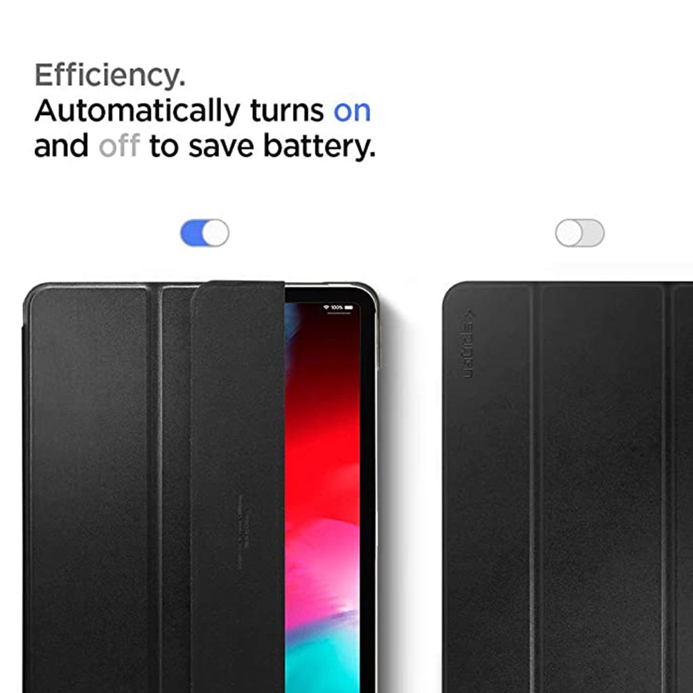 spigen Smart Fold Polycarbonate, Polyurethane Leather Flip Cover for Apple iPad Pro 11 Inch (Wireless Charging Compatible, Black)_9