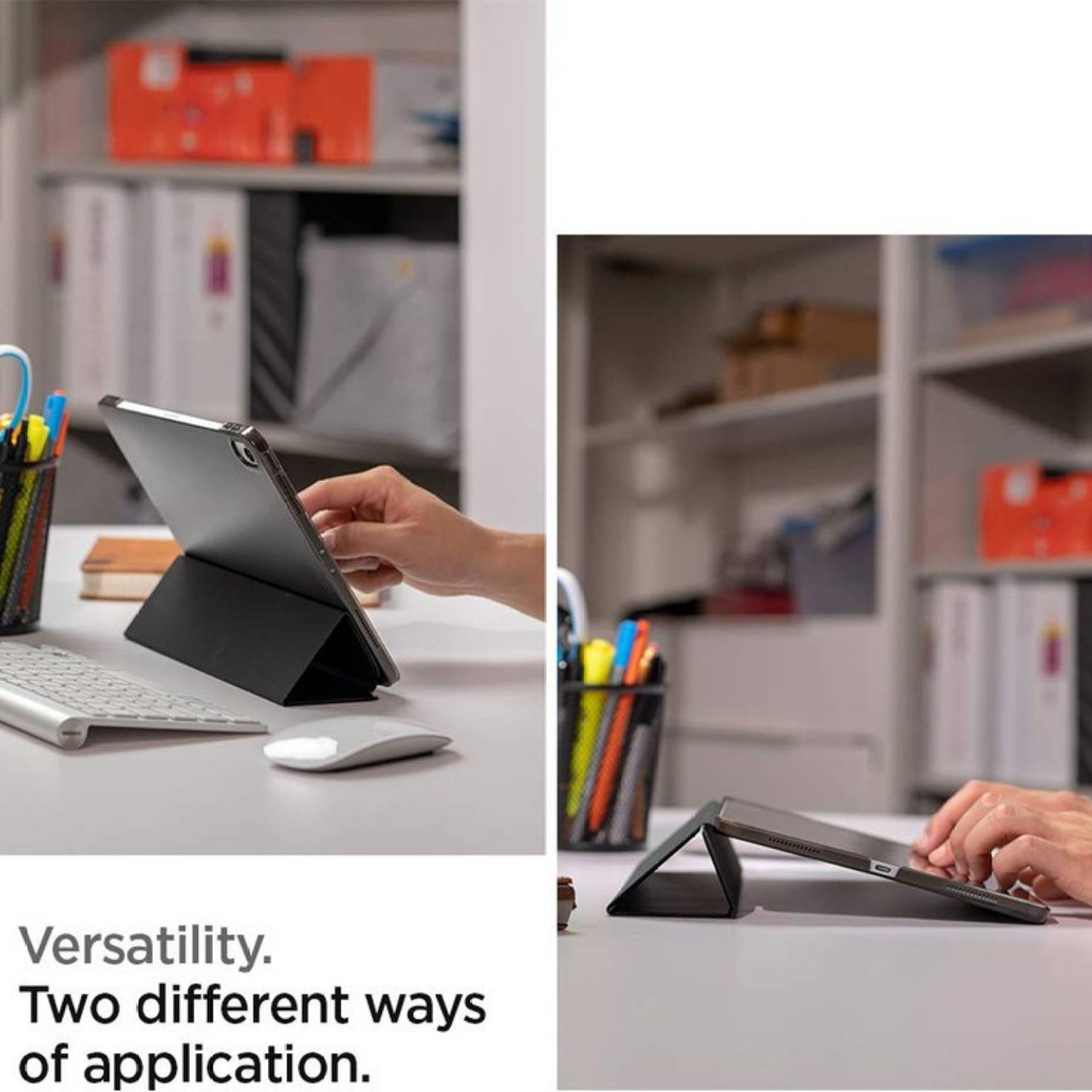 spigen Smart Fold Polycarbonate, Polyurethane Leather Flip Cover for Apple iPad Pro 11 Inch (Wireless Charging Compatible, Black)_10