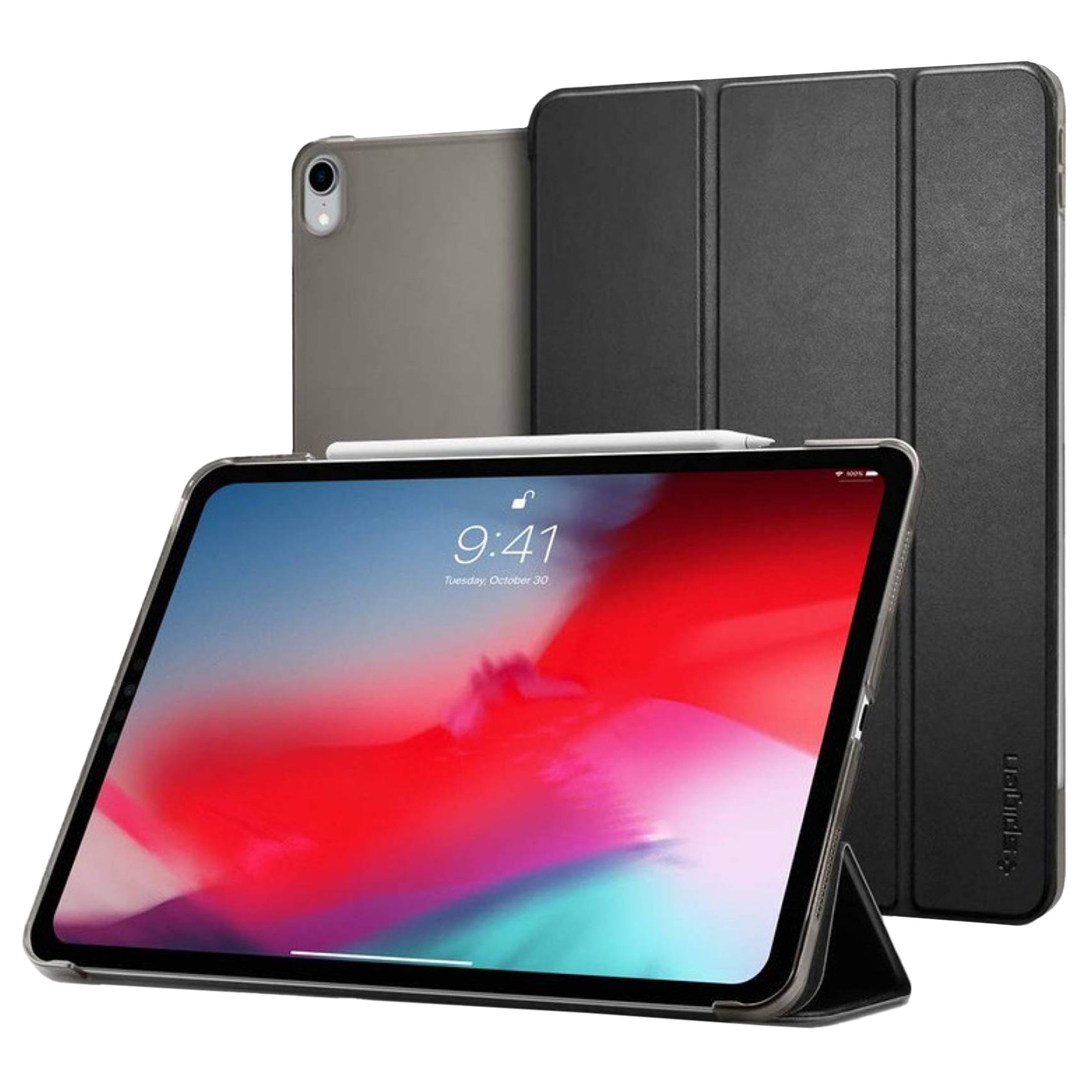 spigen Smart Fold Polycarbonate, Polyurethane Leather Flip Cover for Apple iPad Pro 11 Inch (Wireless Charging Compatible, Black)_4