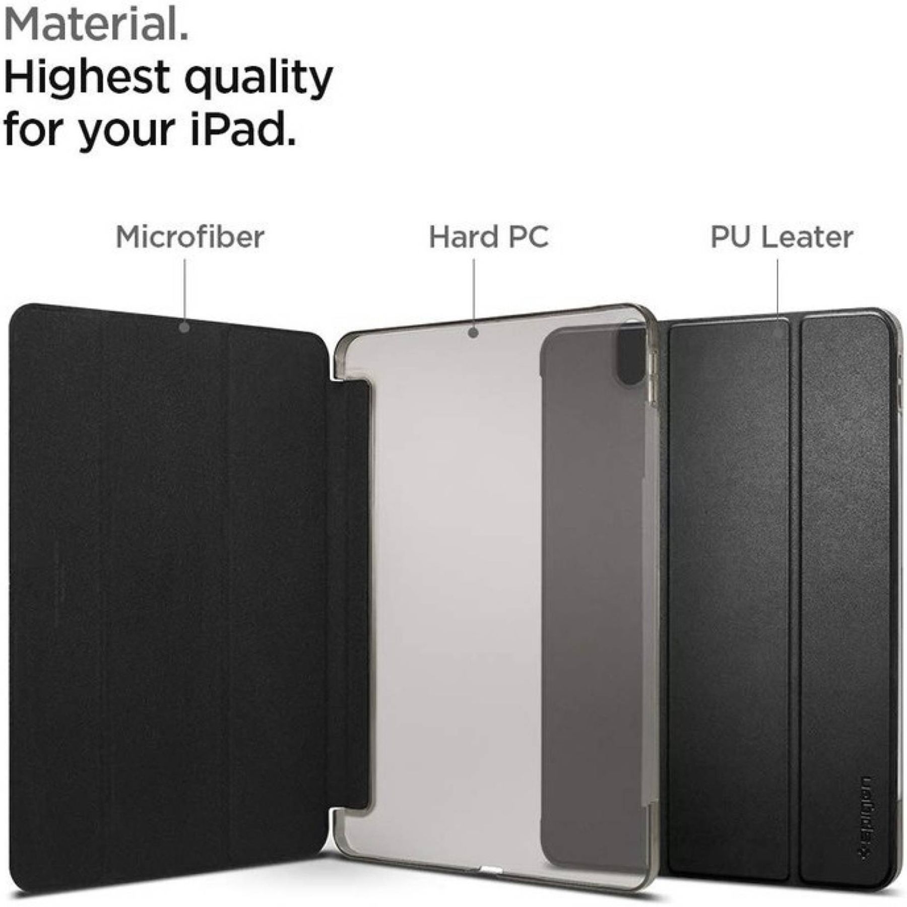 spigen Smart Fold Polycarbonate, Polyurethane Leather Flip Cover for Apple iPad Pro 11 Inch (Wireless Charging Compatible, Black)_5