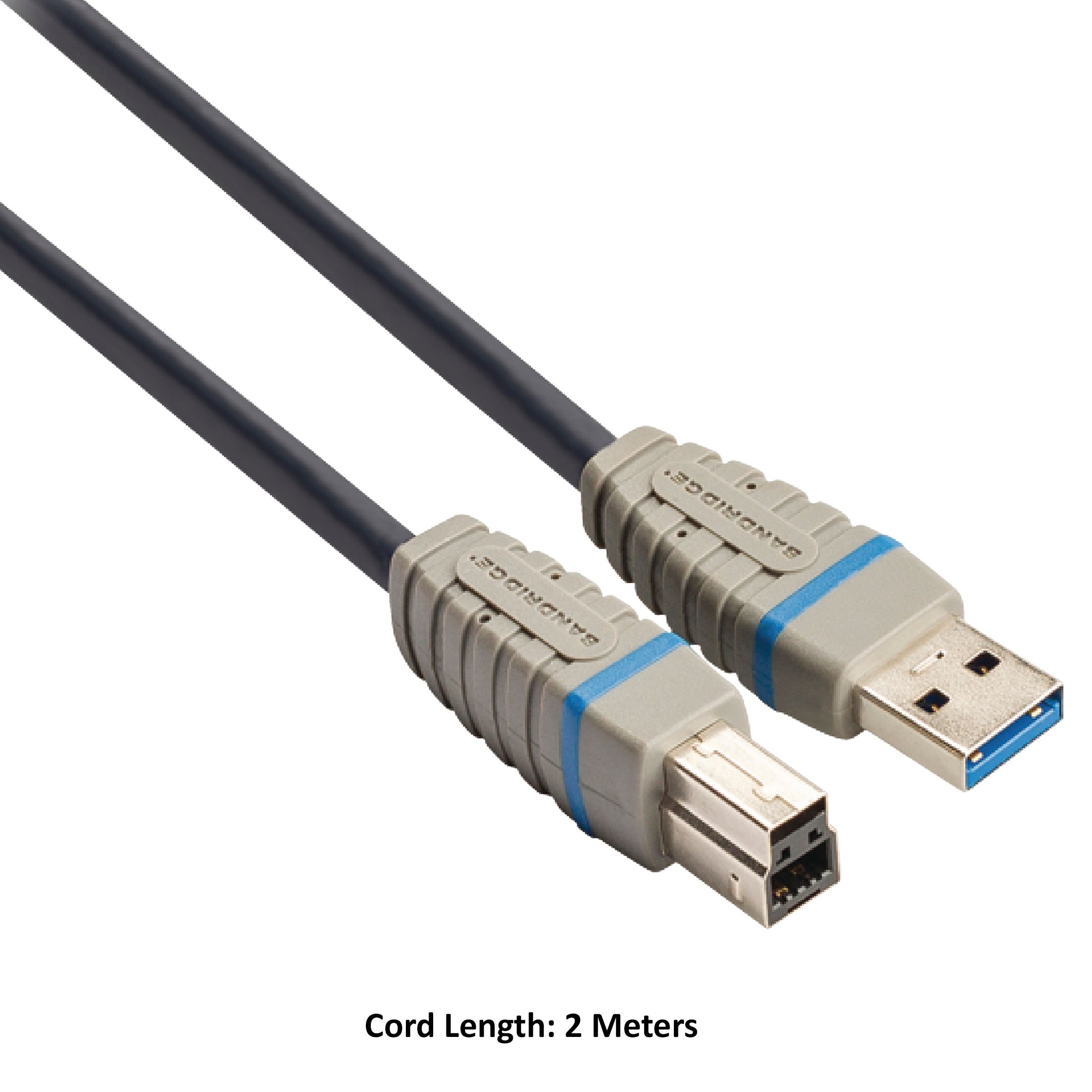 Bandridge Type A to Type B 6.5 Feet (2M) Cable (5 Gbps Transfer Speed, Blue)_6