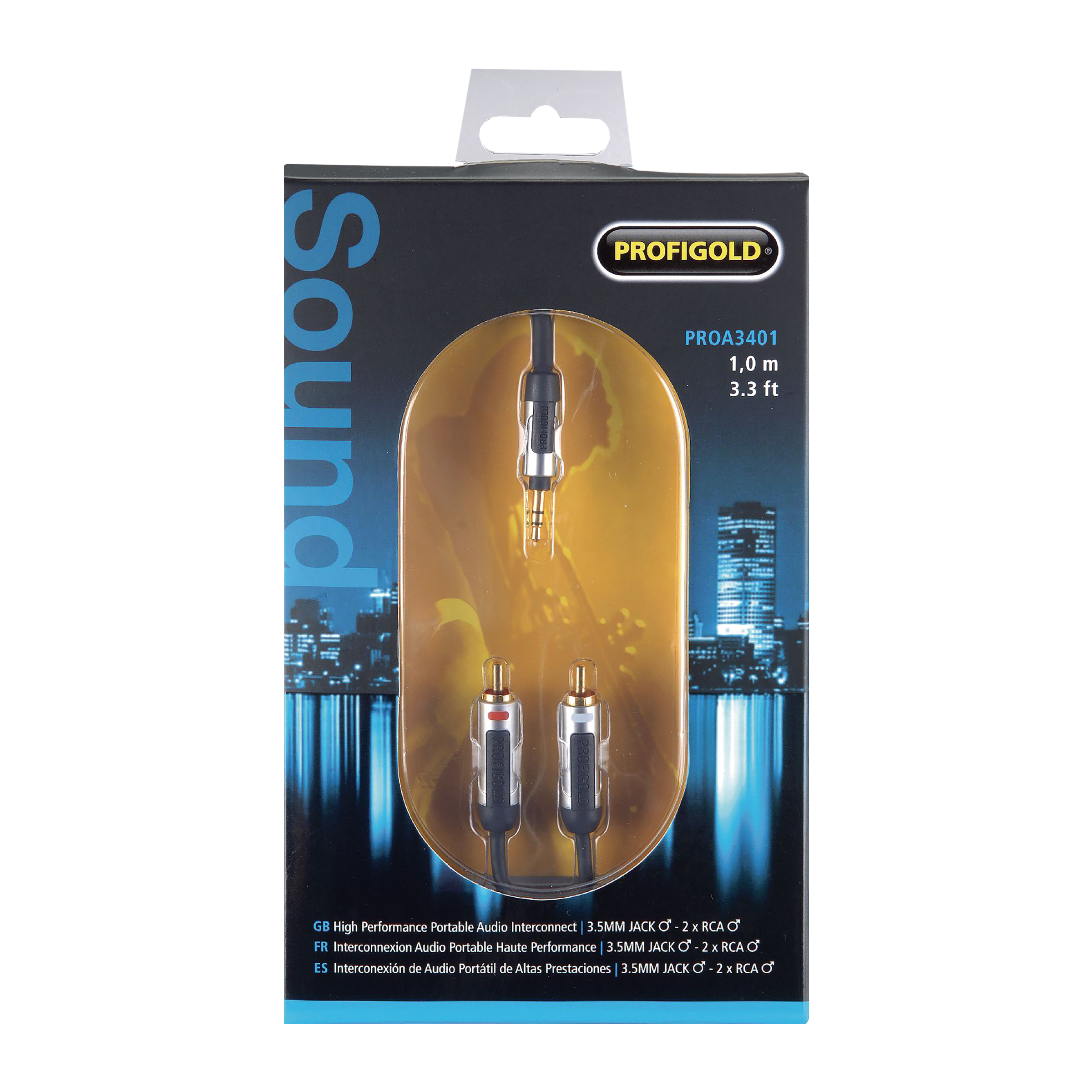 PROFIGOLD PROA3401 PVC 1 Meter 3.5mm Stereo to RCA Audio Cable (IAT Technology, Anthracite)_5