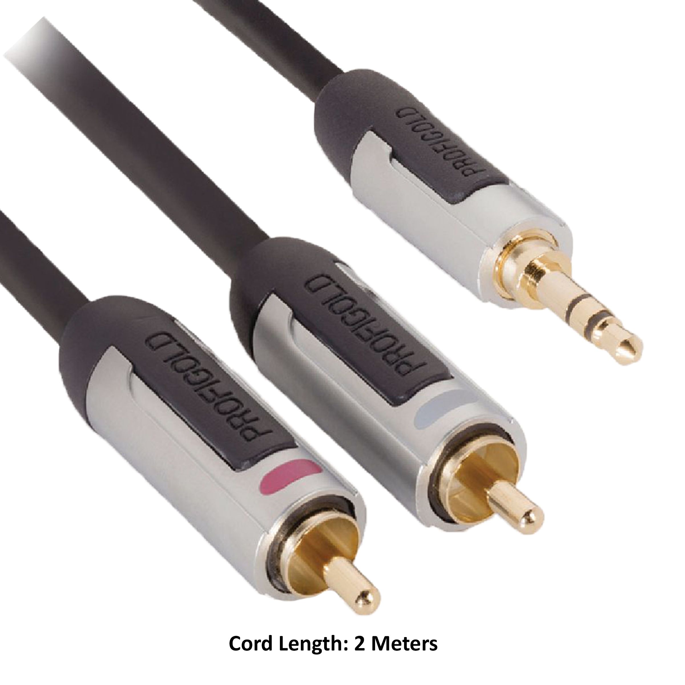 PROFIGOLD PROA3402 3.5mm Stereo to RCA 2 Meter Audio Cable (IAT Technology, Anthracite)_5