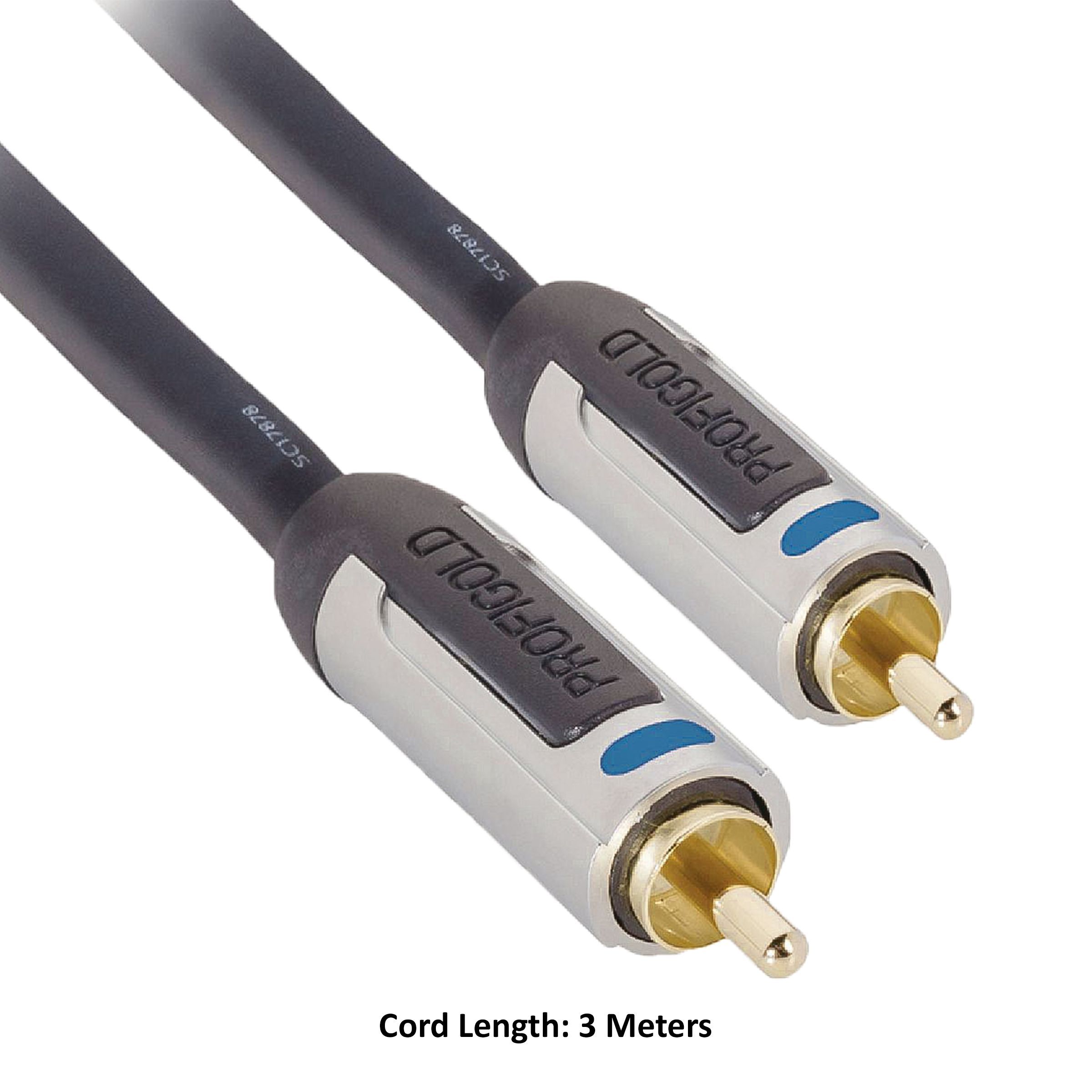 PROFIGOLD PROA4103 PVC 3 Meter RCA to RCA Audio Cable (Double Screening, Anthracite)_4