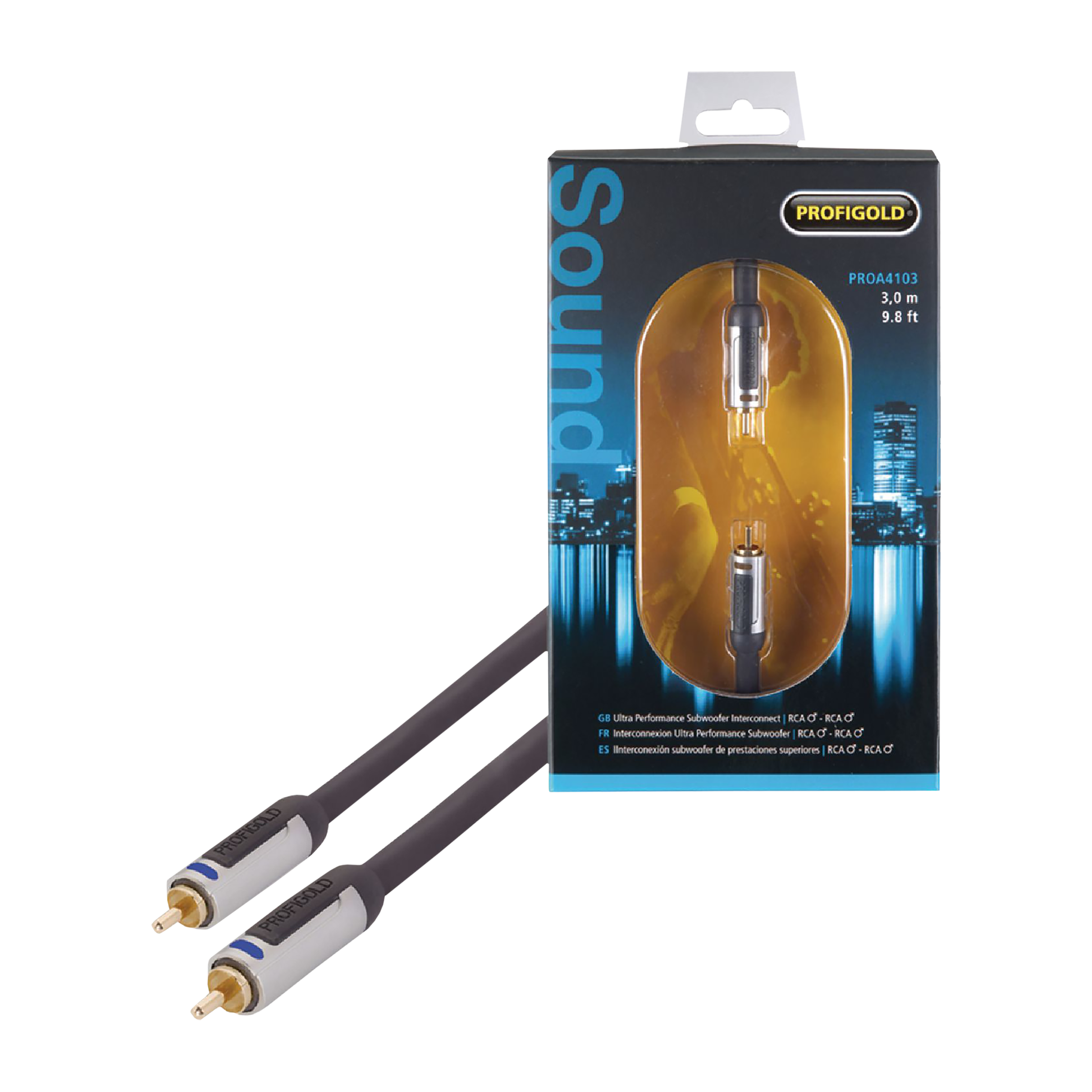 PROFIGOLD PROA4103 PVC 3 Meter RCA to RCA Audio Cable (Double Screening, Anthracite)_5