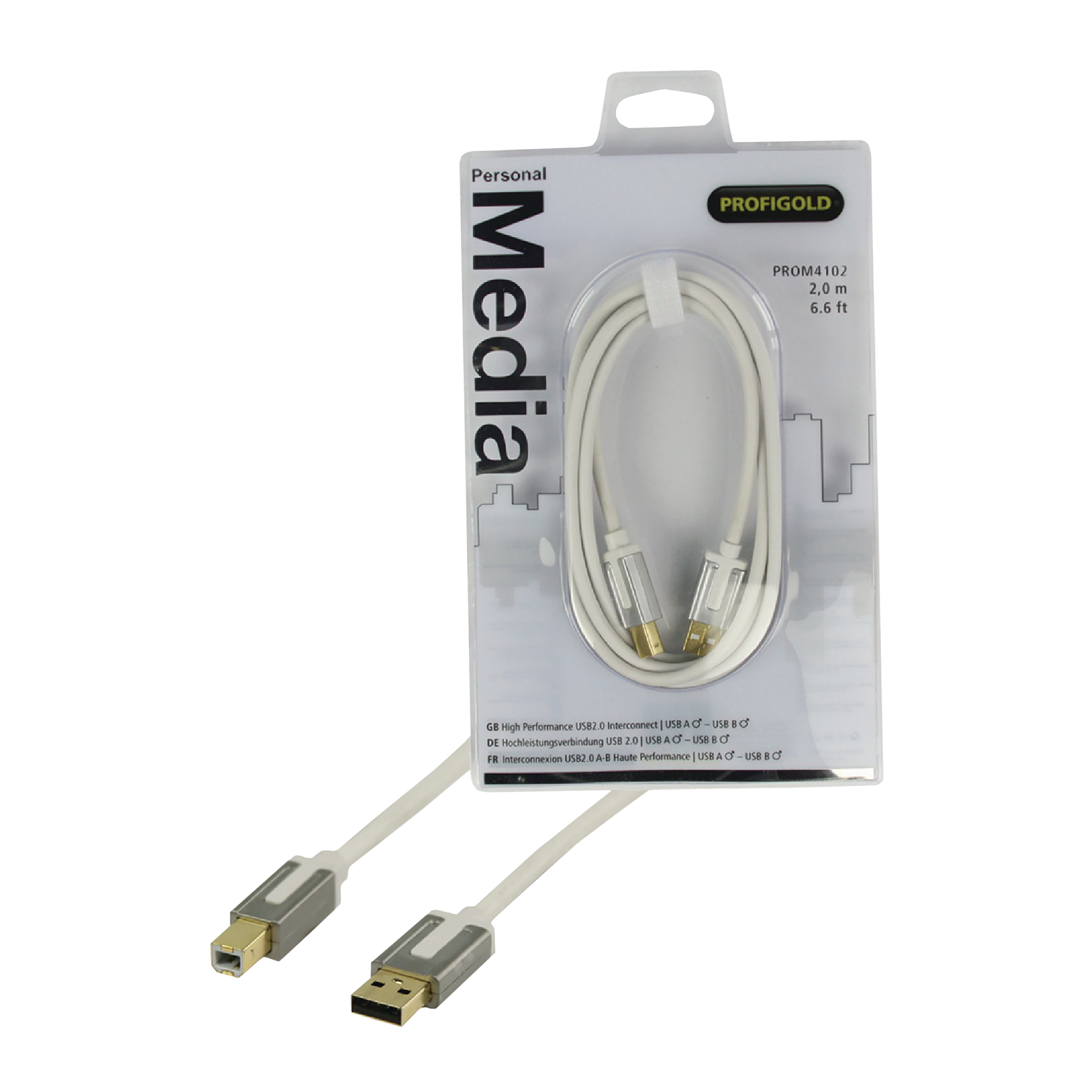 PROFIGOLD USB 2.0 Type A to USB 2.0 Type B Cable (Oxygen Free Copper, White) PROFIGOLD USB 2.0 Type A to USB 2.0 Type B Cable (Oxygen Free Copper, White)_1