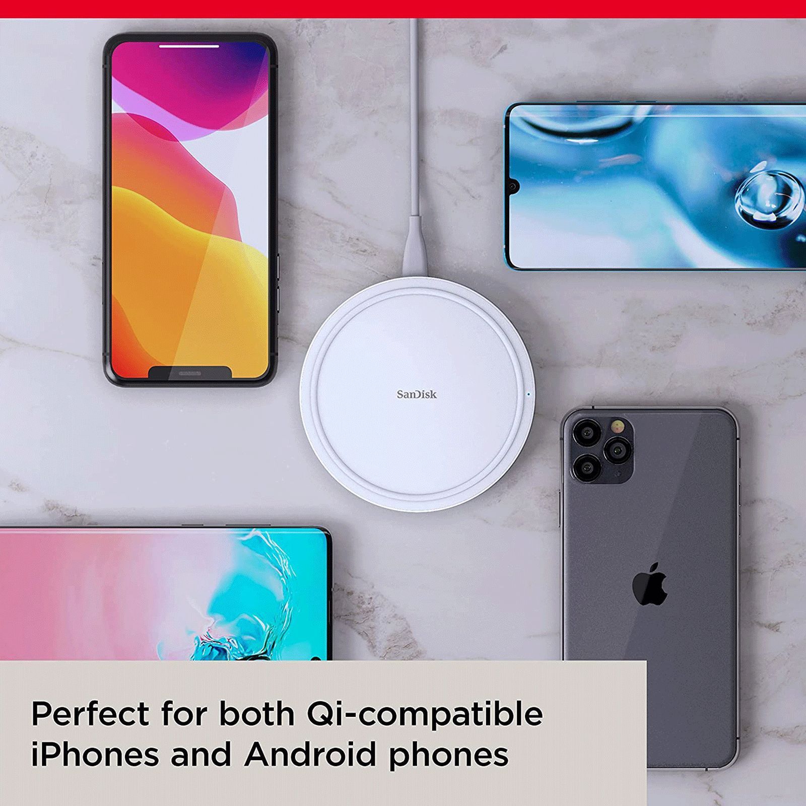 SanDisk Ixpand 15W Wireless Charger for iOS, Android, Earbuds (Qi Certified, Temprature Control Technology, White)_9