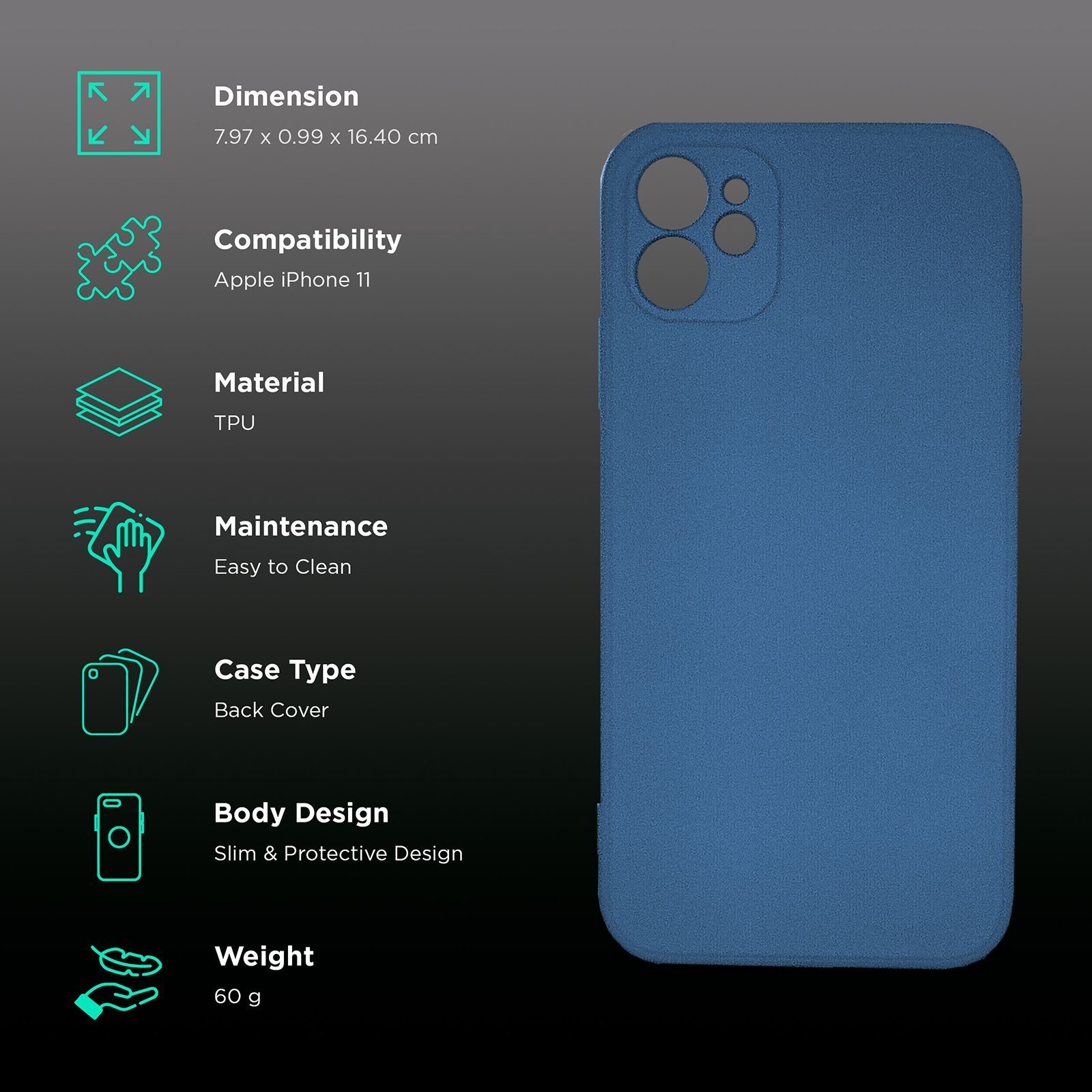soundREVO C011 TPU Back Cover for Apple iPhone 11 (Camera Protection,, Blue) soundREVO C011 TPU Back Cover for Apple iPhone 11 (Camera Protection,, Blue)_2