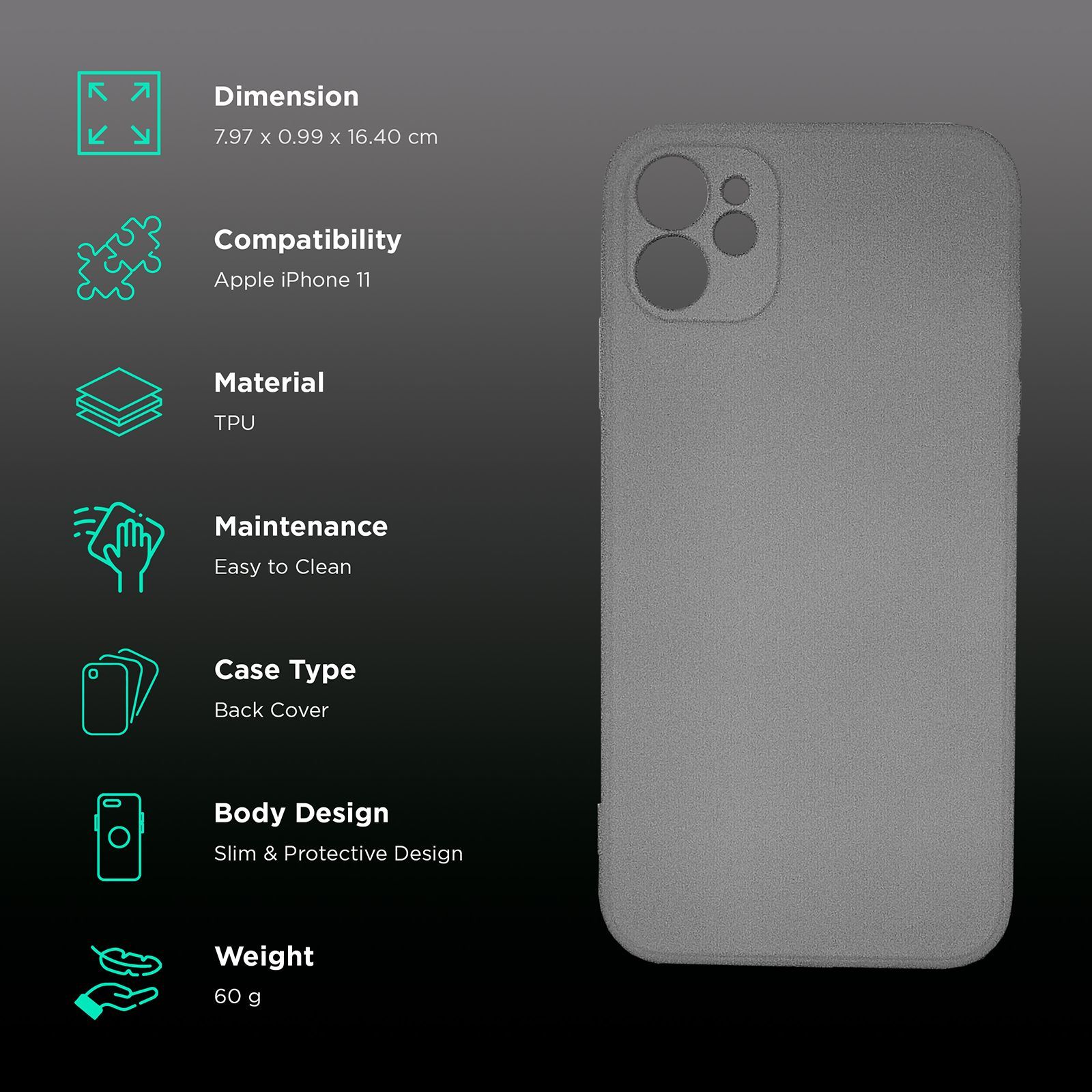 soundREVO C011 TPU Back Cover for Apple iPhone 11 (Camera Protection,, Grey)_2