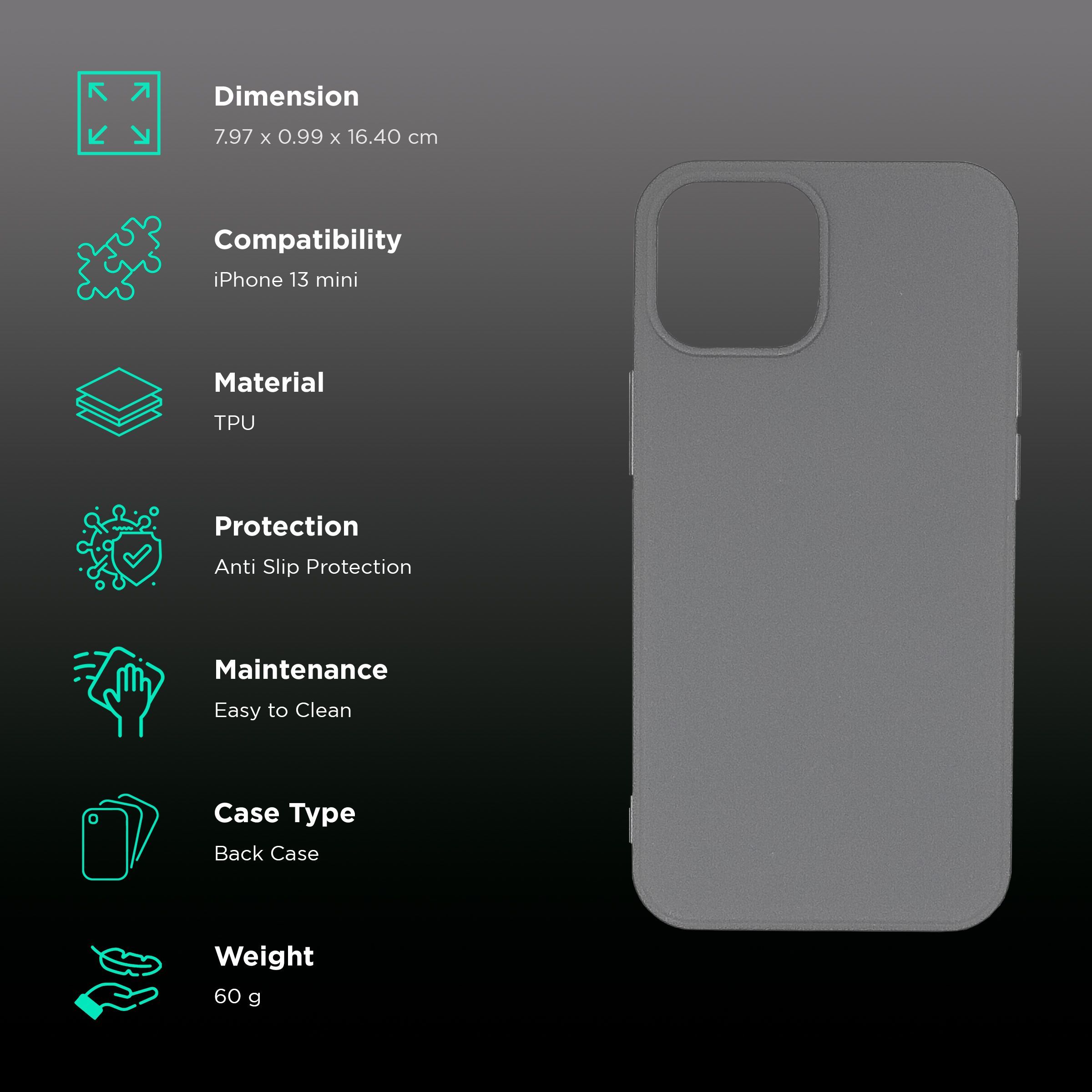 soundREVO TPU Back Cover for Apple iPhone 13 Mini (Anti-Slip Grip, Grey)_2