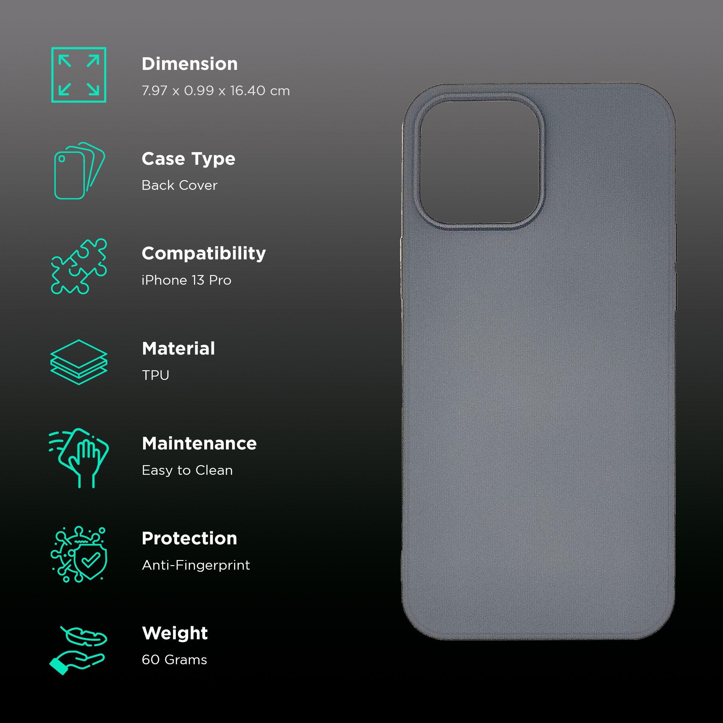 soundREVO C013P TPU Back Cover for Apple iPhone 13 Pro (Camera Protection,, Grey)_2