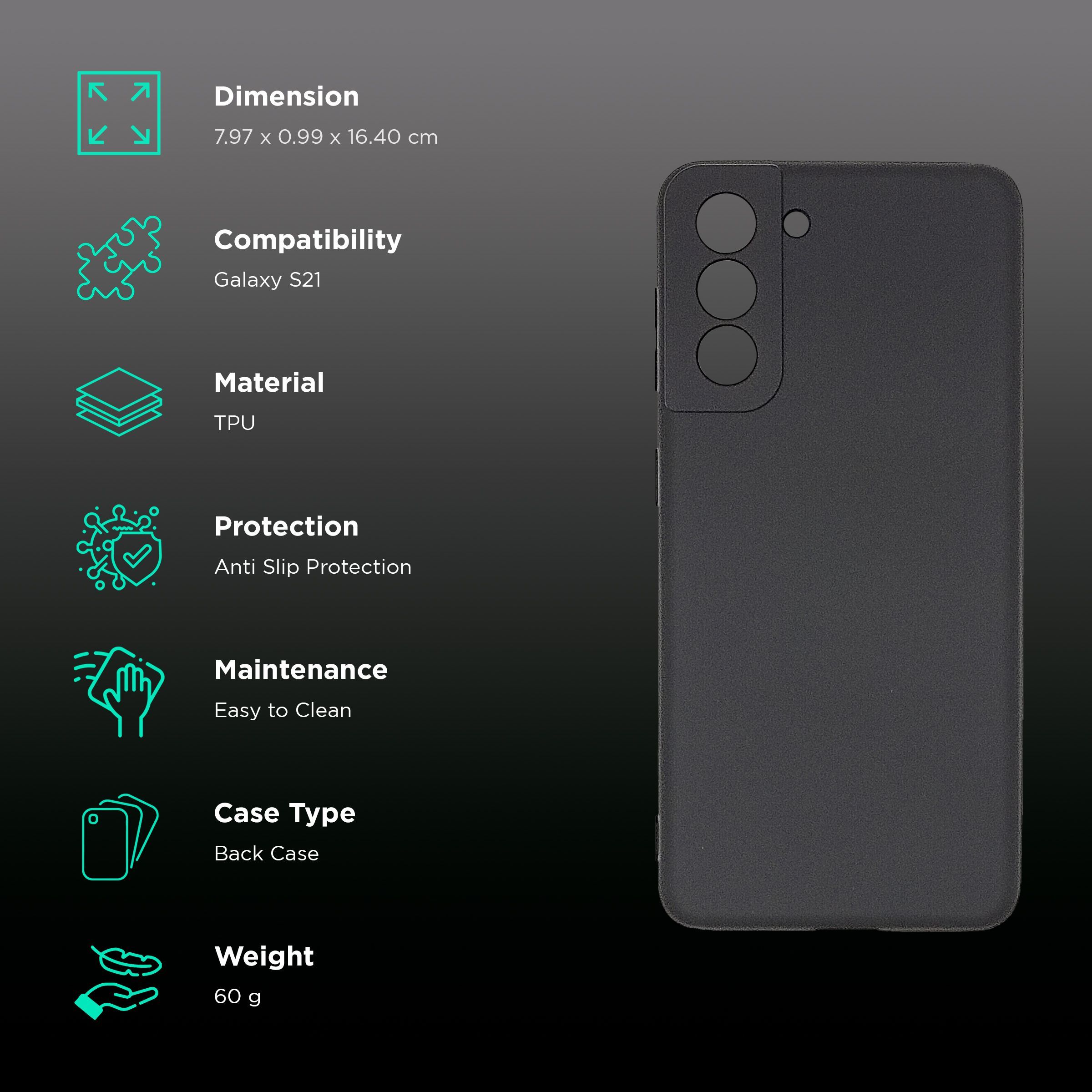 soundREVO TPU Back Cover for SAMSUNG Galaxy S21 (Anti-Slip Grip, Black)_2