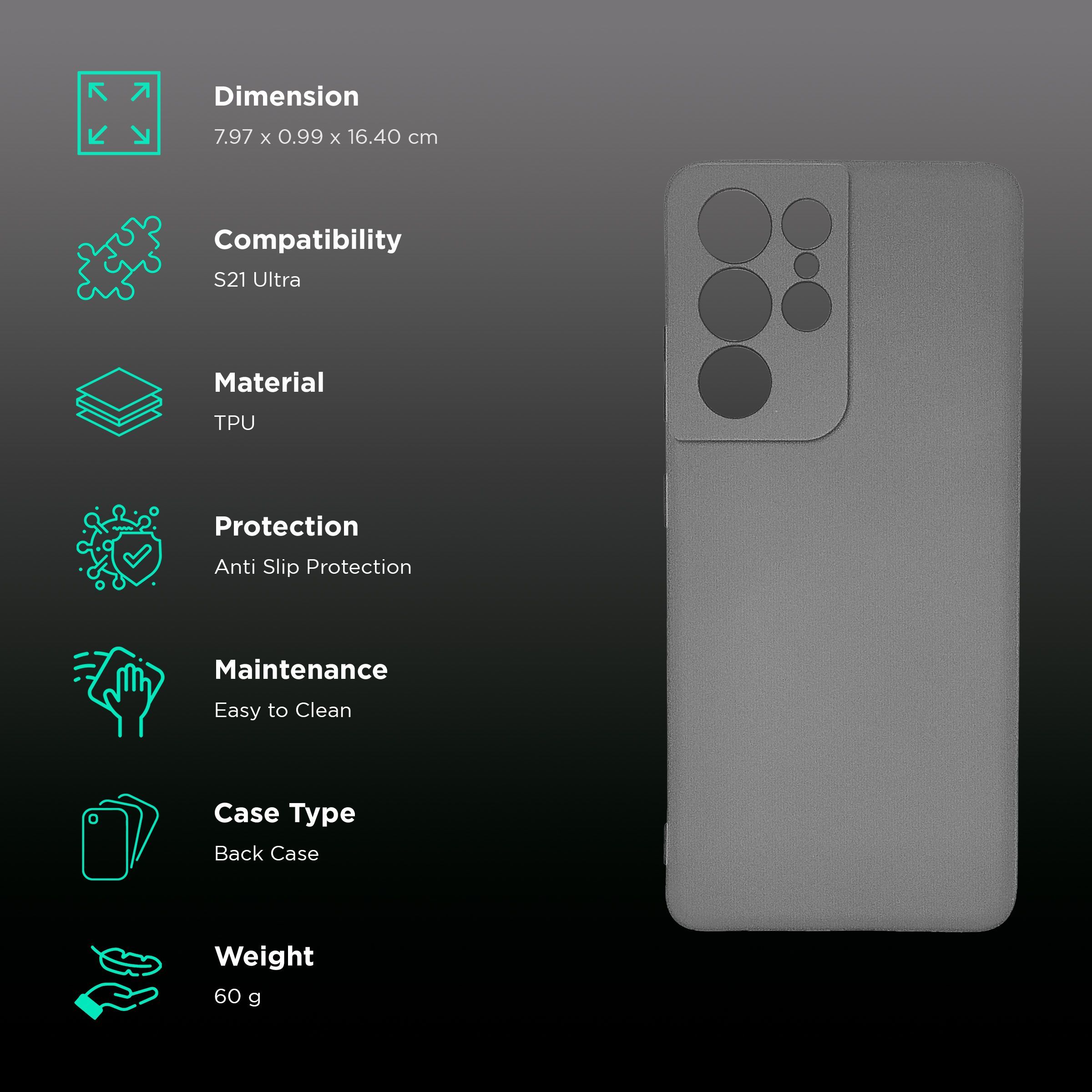 soundREVO TPU Back Cover for SAMSUNG Galaxy S21 Ultra (Anti-Slip Grip, Grey)_2