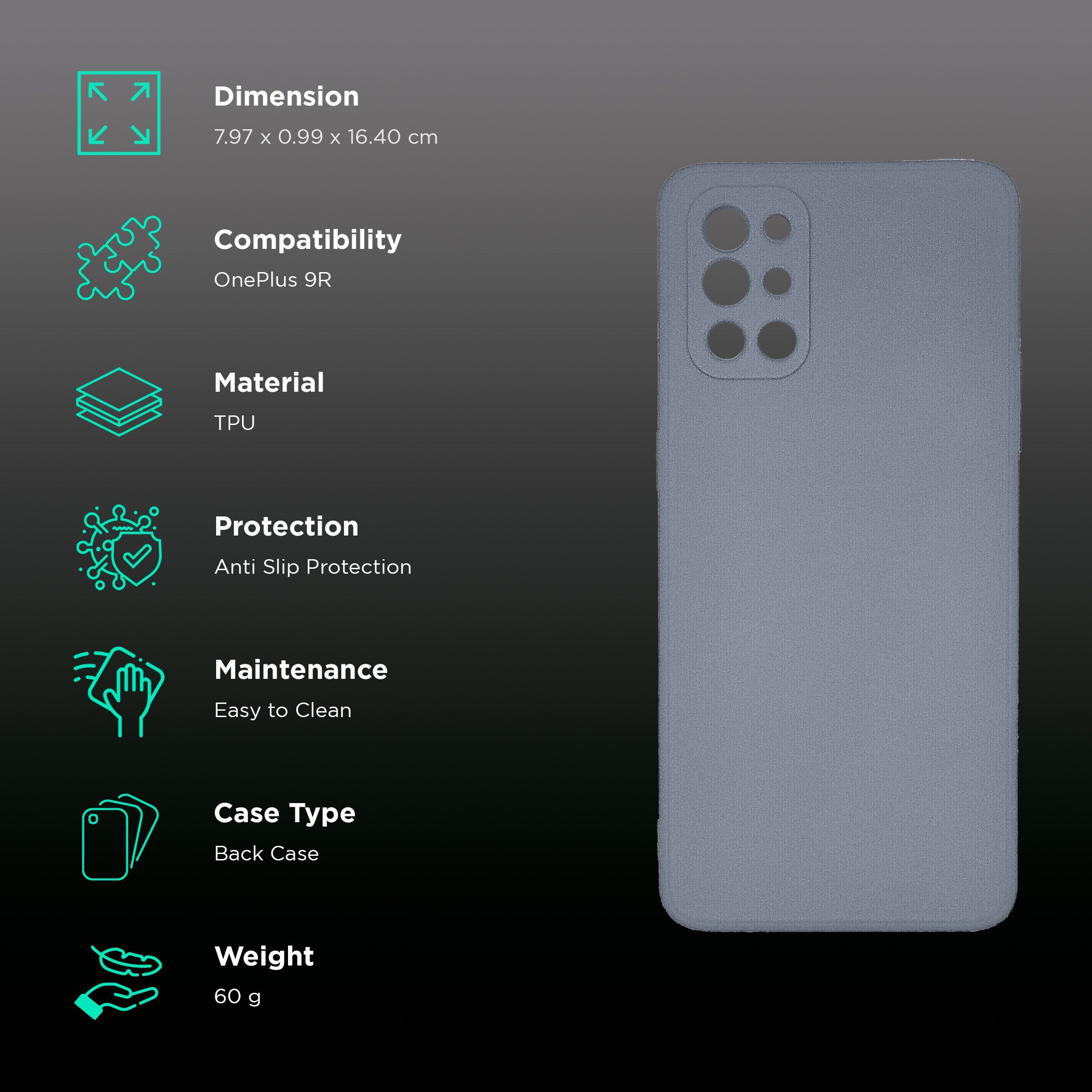 soundREVO TPU Back Cover for OnePlus 9R (Anti-Slip Grip, Grey)_2
