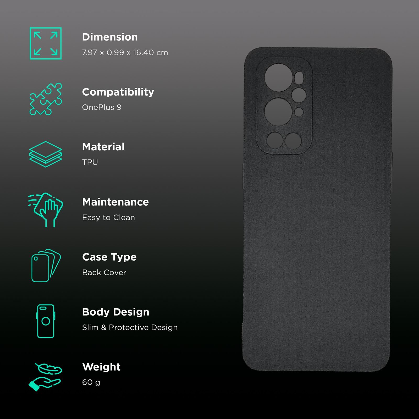 soundREVO C019P TPU Back Cover for OnePlus 9 Pro (Camera Protection,, Black)_2