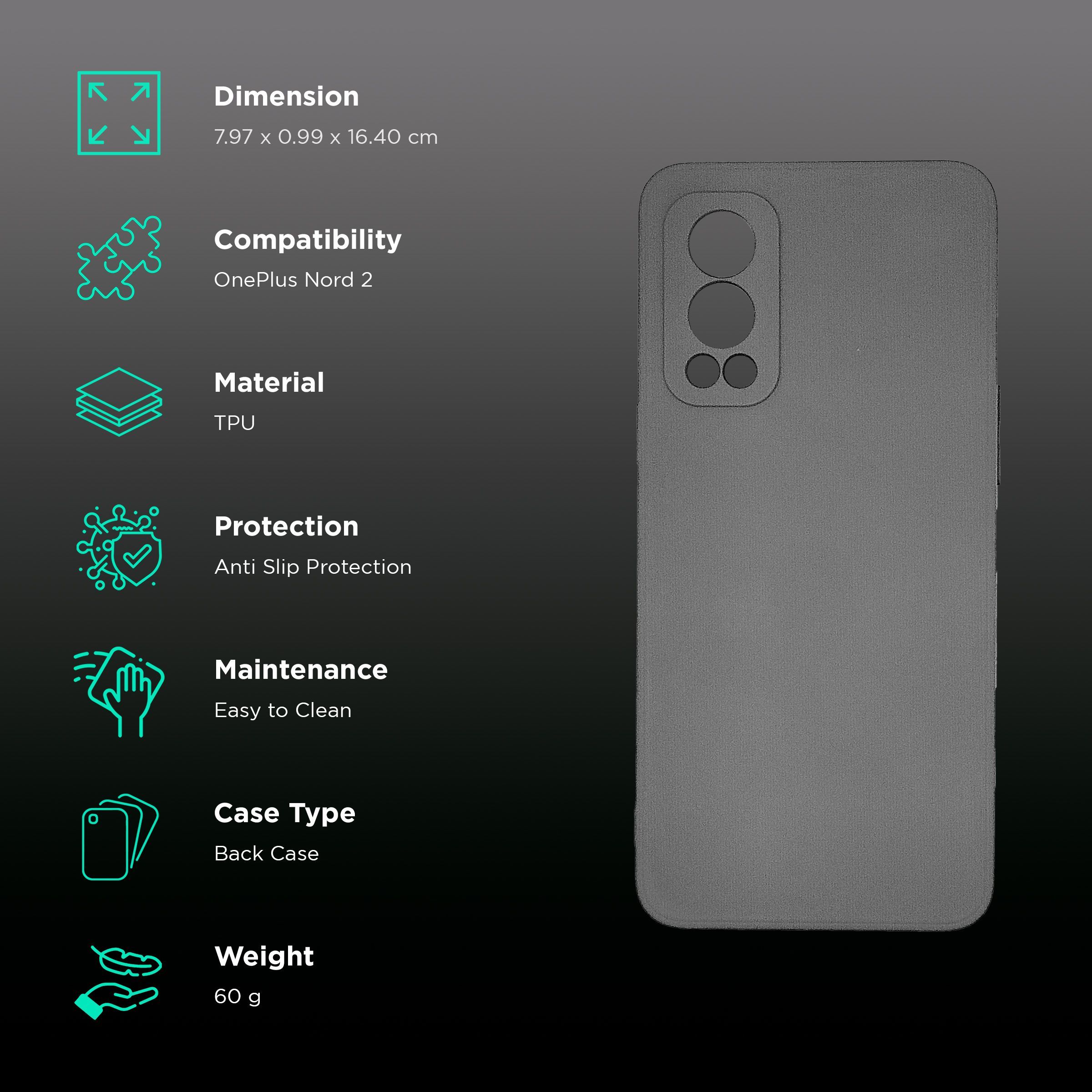 soundREVO TPU Back Cover for OnePlus Nord 2 (Anti-Slip Grip, Grey)_2