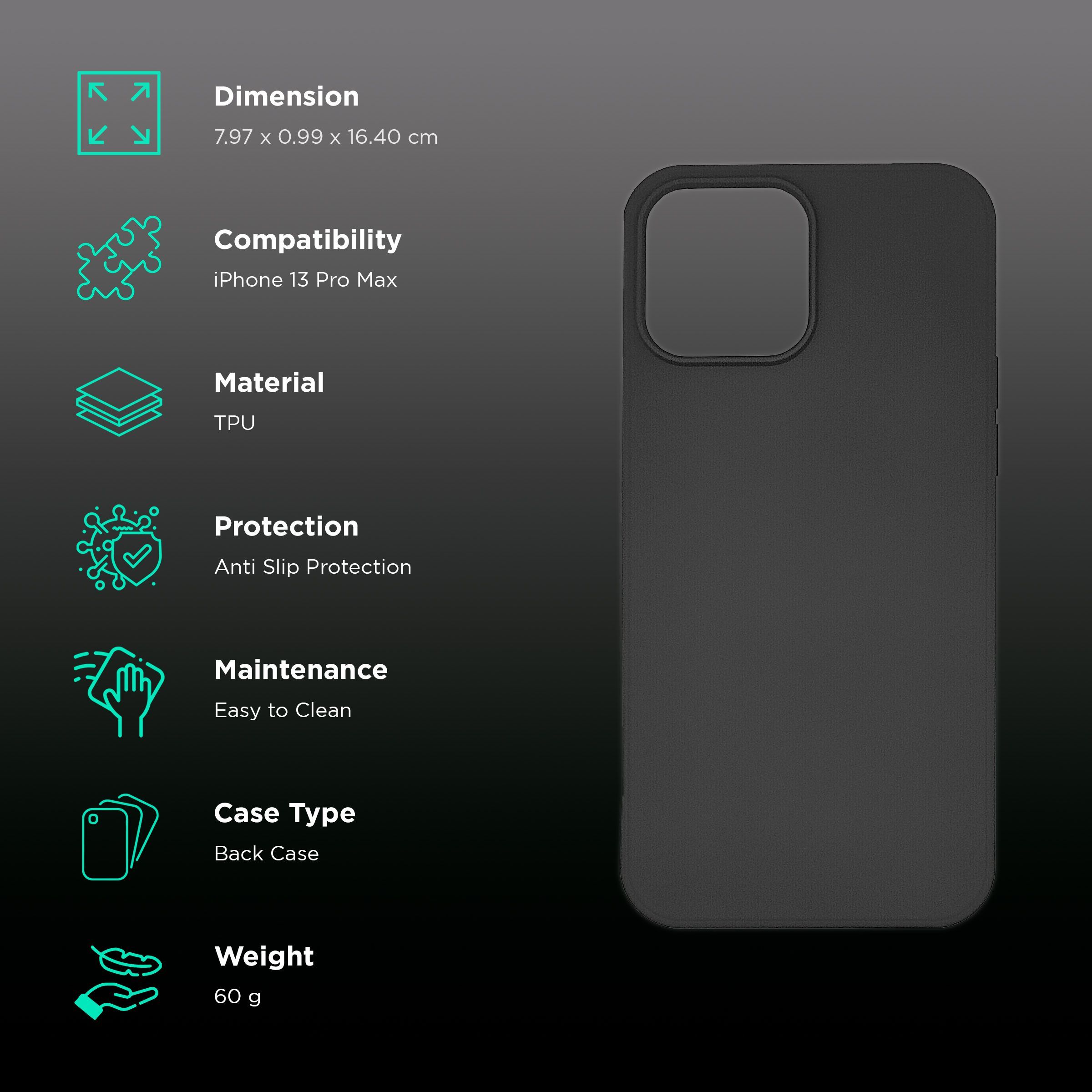 soundREVO TPU Back Cover for Apple iPhone 13 Pro Max (Anti-Slip Grip, Black)_2