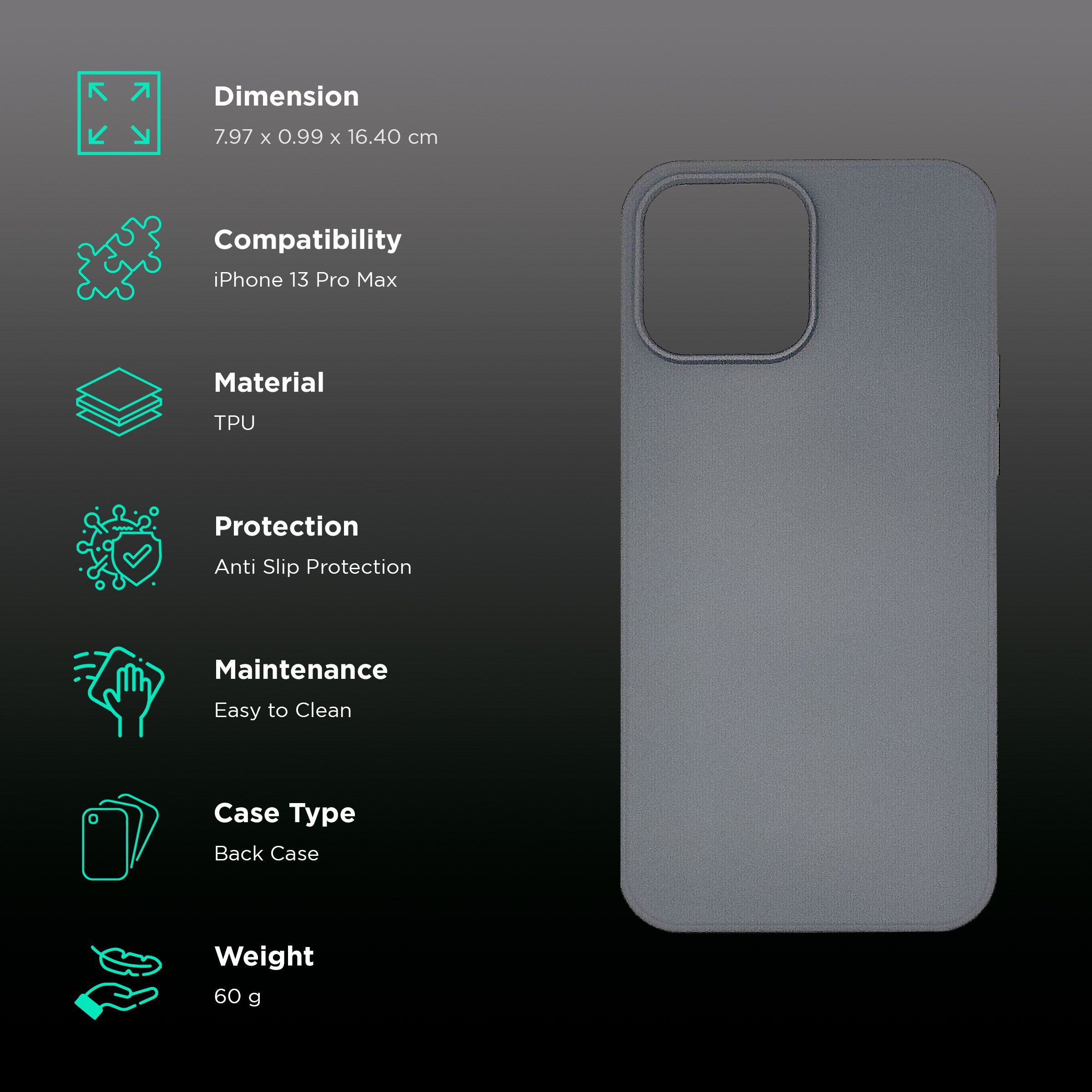 soundREVO TPU Back Cover for Apple iPhone 13 Pro Max (Anti-Slip Grip, Grey)_2