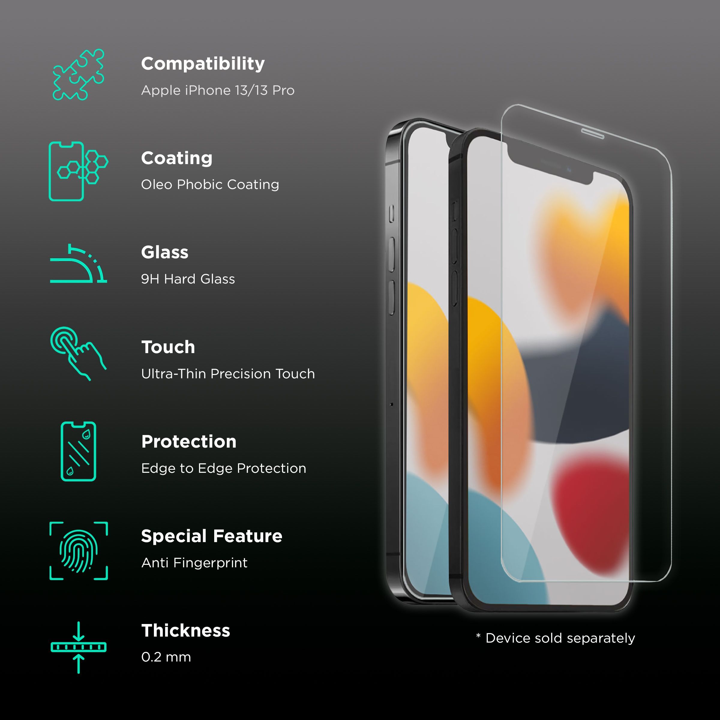 HYPHEN DEFENDR Tempered Glass for Apple iPhone 13 Pro (Scratch Protection)_3