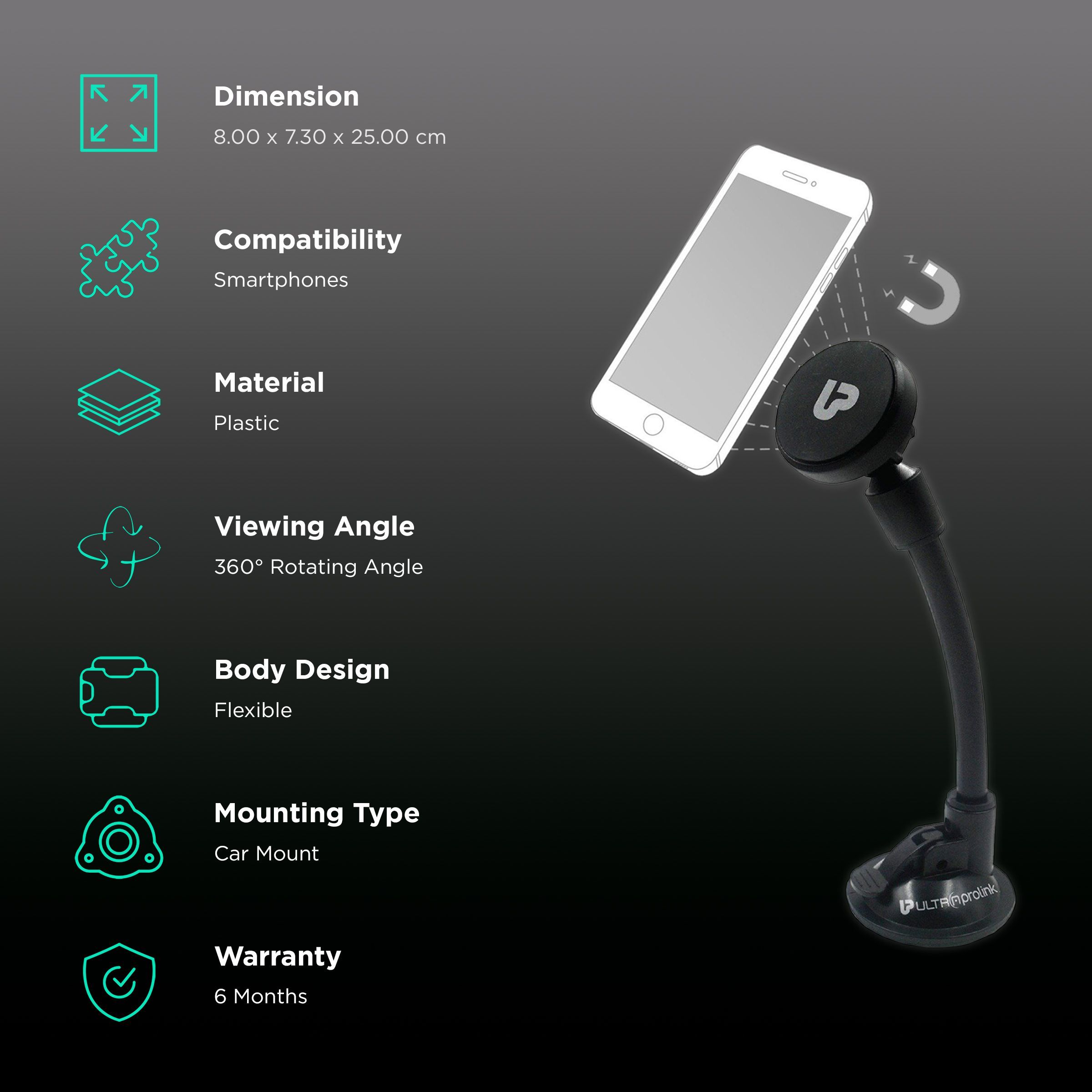 ultraprolink Magneto Windshield Mobile Holder (Magnetic, UM0054, Black)_3