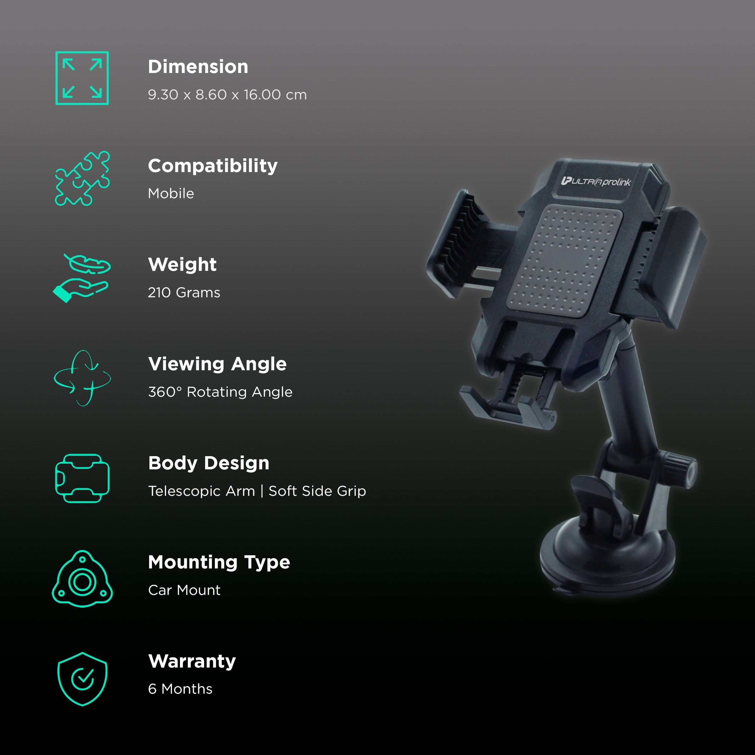 ultraprolink Robot II Windshield Mobile Holder (Double lock, UM0079, Black)_3