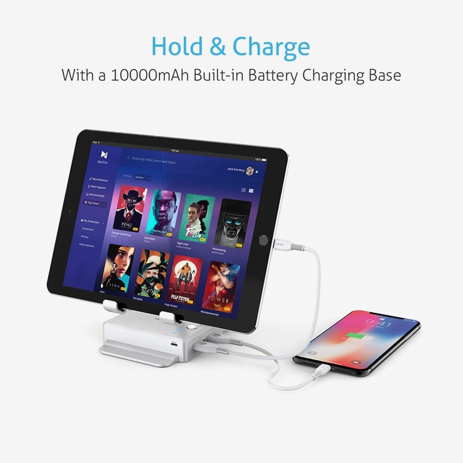 Soopi Stand for Mobiles and Tablets (Built-In 5000mAh Powerbank, Bluetooth Speaker, PH02, Silver)_8