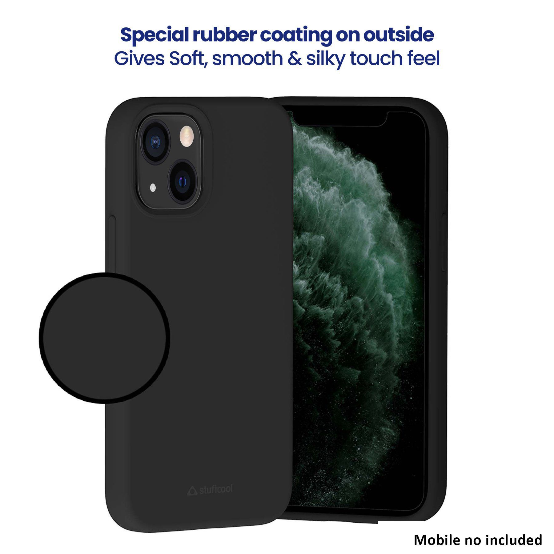 stuffcool Silo Soft and Smooth Rubber Back Cover for Apple iPhone 13 Mini (Camera Protection, Black)_11