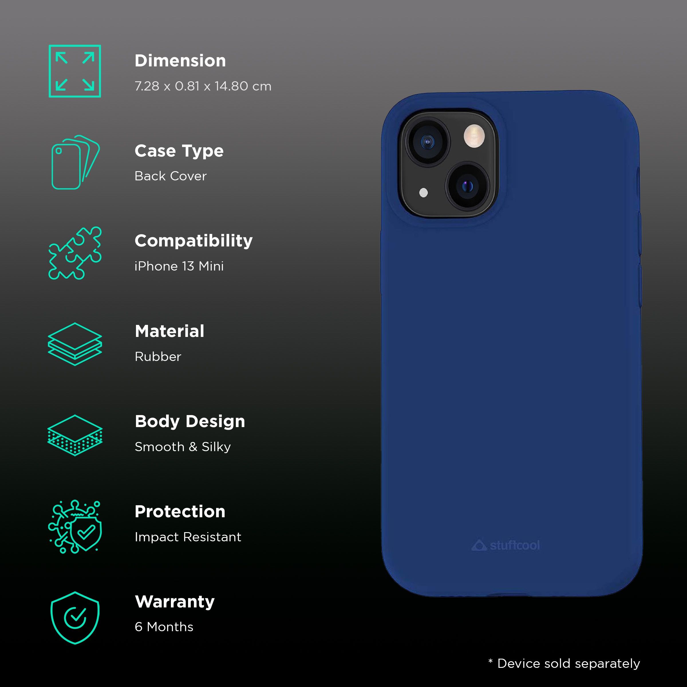 stuffcool Silo Soft and Smooth Rubber Back Cover for Apple iPhone 13 Mini (Camera Protection, Navy) stuffcool Silo Soft and Smooth Rubber Back Cover for Apple iPhone 13 Mini (Camera Protection, Navy)_2
