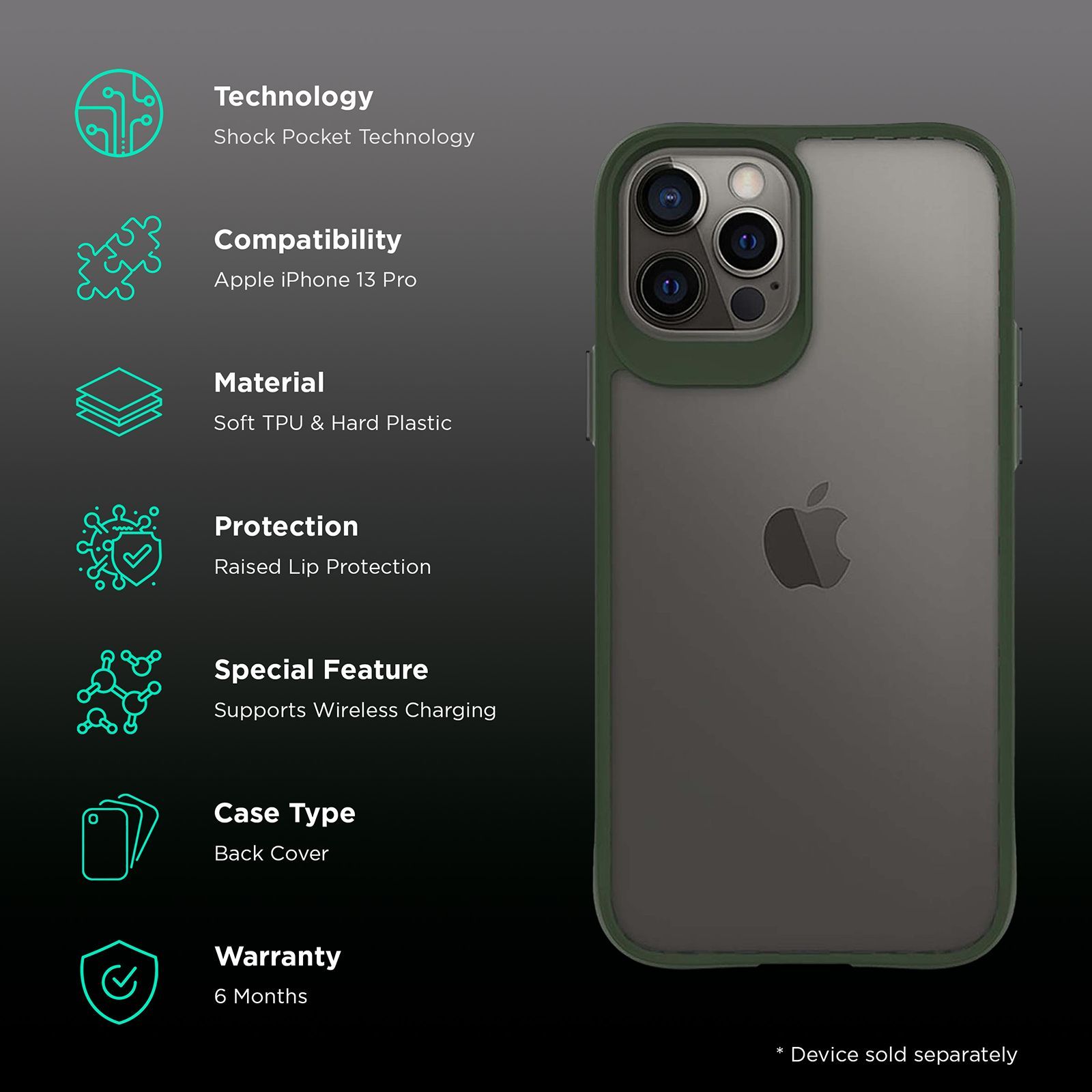 stuffcool Aktion TPU Back Cover for Apple iPhone 13 Pro (Shock Pocket Technology, Green)_2