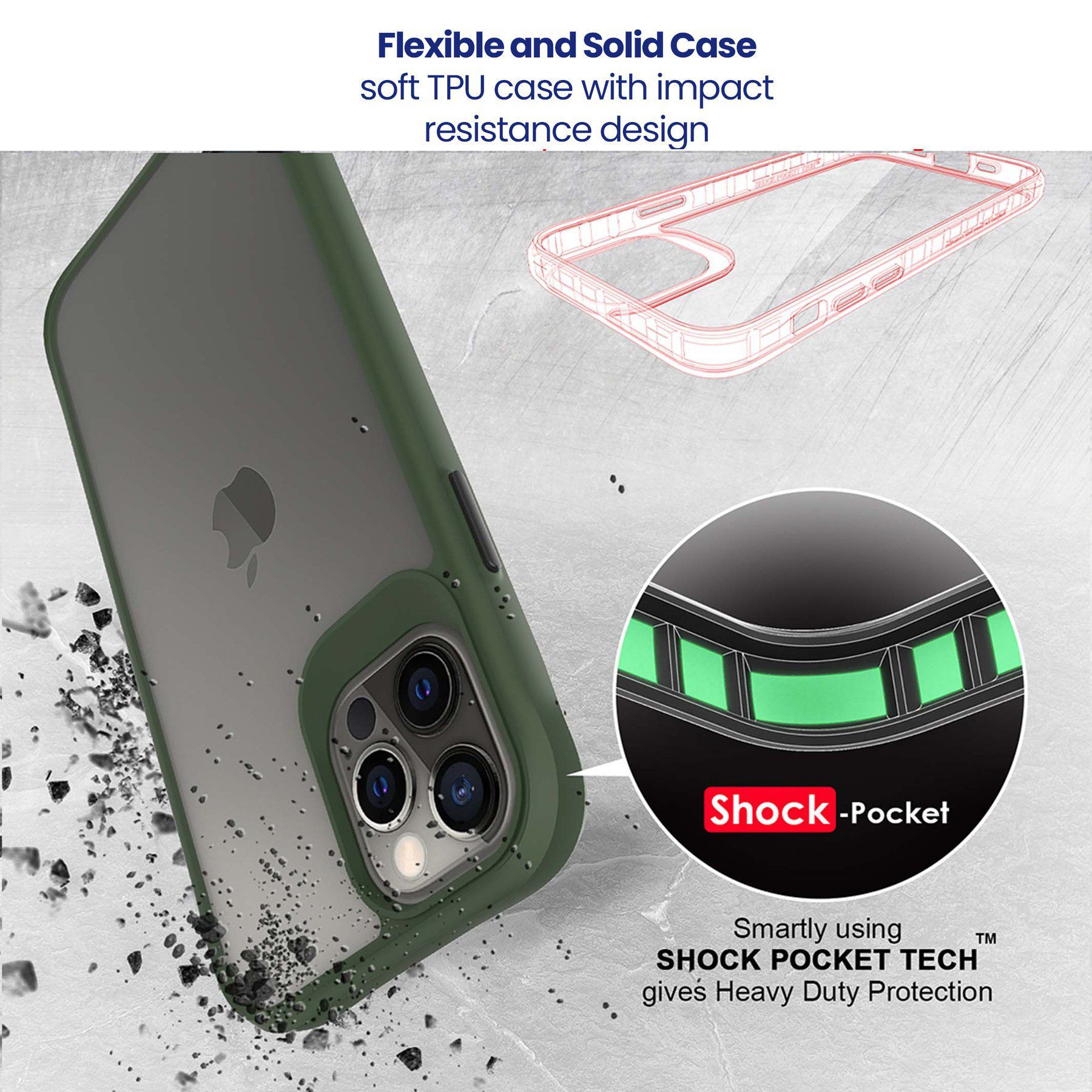 stuffcool Aktion TPU Back Cover for Apple iPhone 13 Pro (Shock Pocket Technology, Green)_9