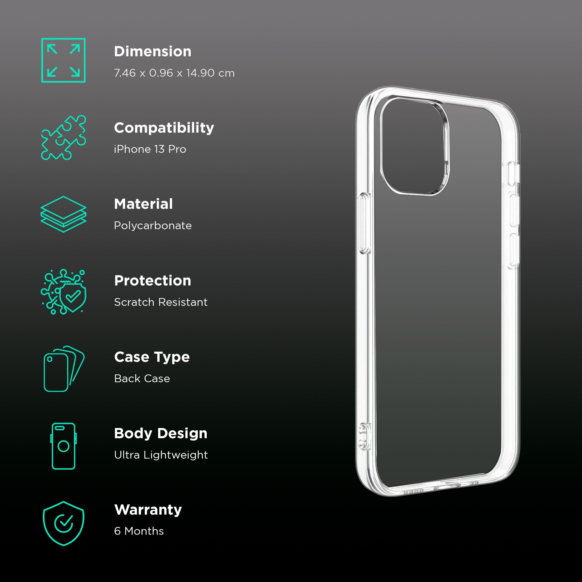 Dr. Vaku Glassy Hard TPU & Polycarbonate Back Cover for Apple iPhone 13 Pro (Scratch Resistant, Clear)_2