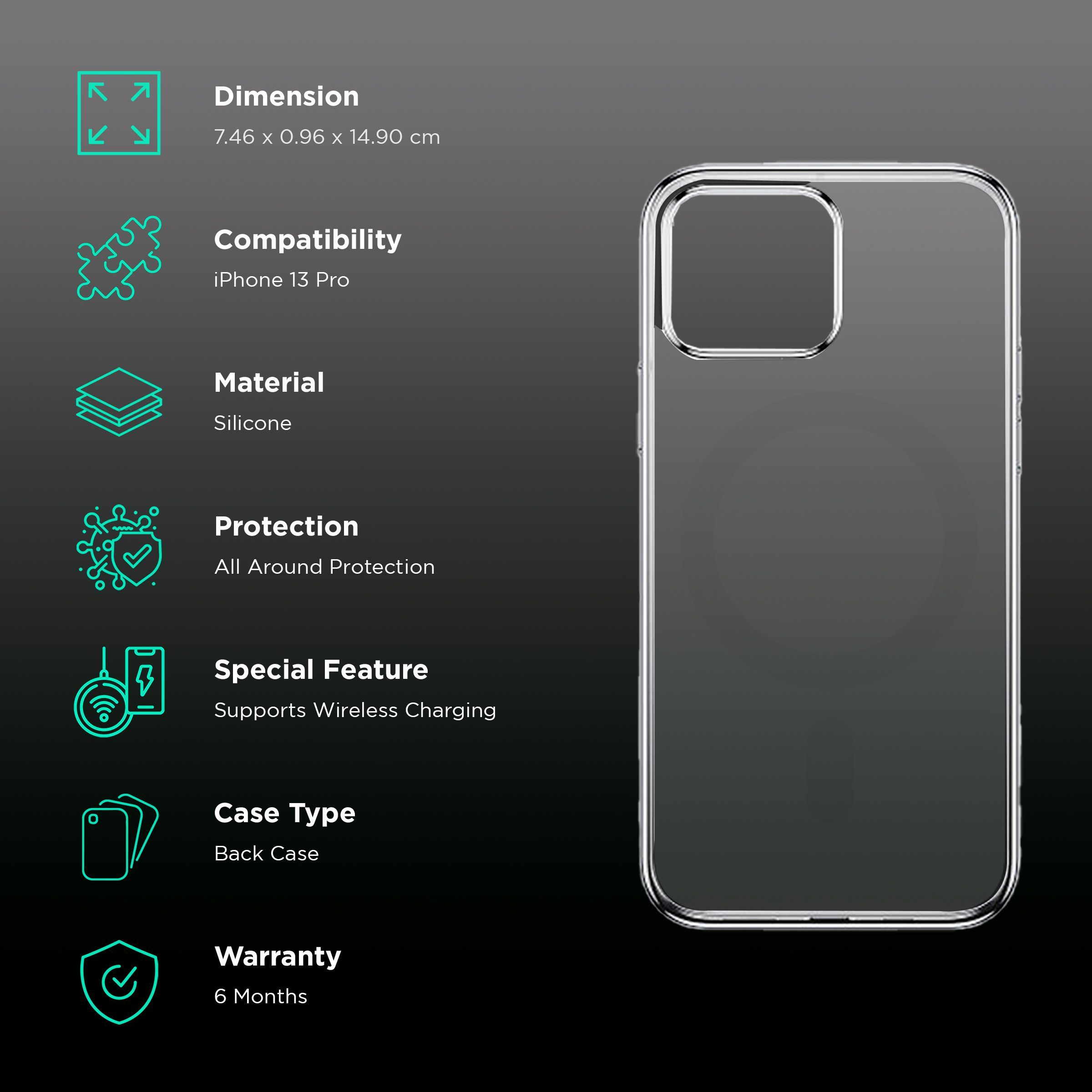 Dr. Vaku MagSafe Silicon Back Cover for Apple iPhone 13 Pro (Wireless Charging Compatible, Clear)_2