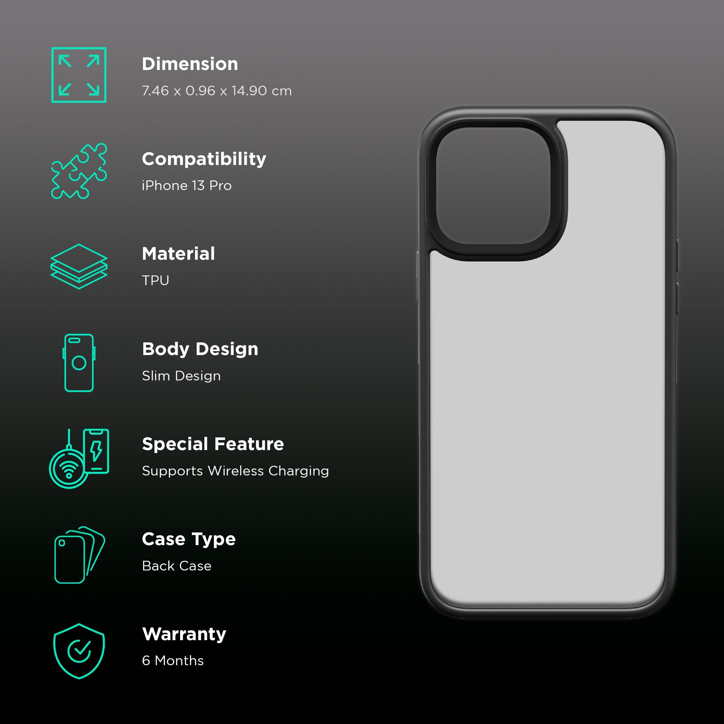 Dr. Vaku Translucent Armor TPU Back Cover for Apple iPhone 13 Pro (Scratch Resistant, Black)_2