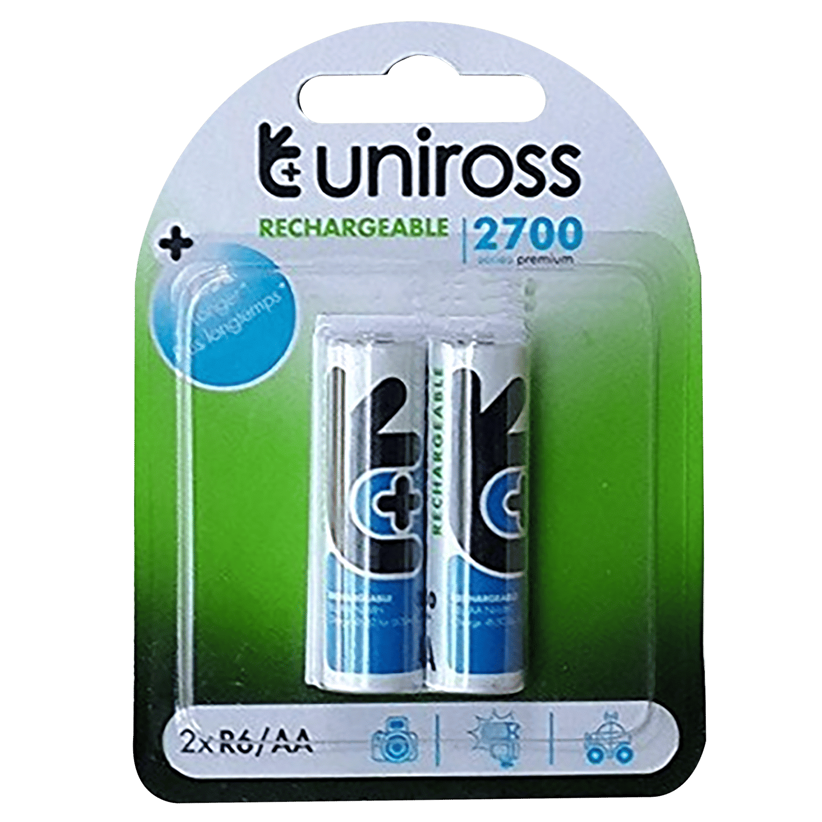 uniross 2700mAh AA Rechargeable Batteries (Pack Of 2, UNI 2700 AA BP2, Black)_1