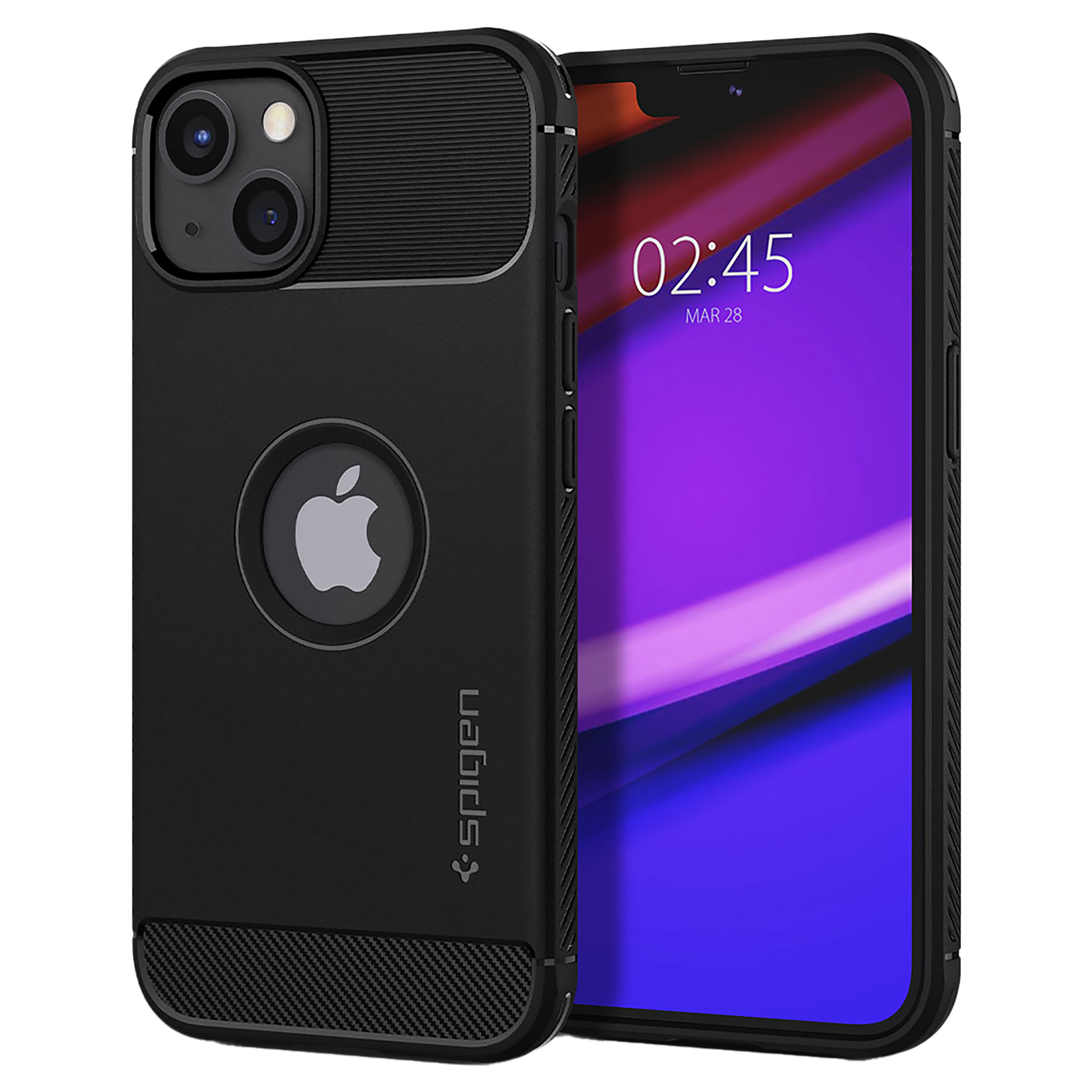 spigen Rugged Armor TPU Back Cover for Apple iPhone 13 Mini (Air Cushion Technology, Matte Black)_1