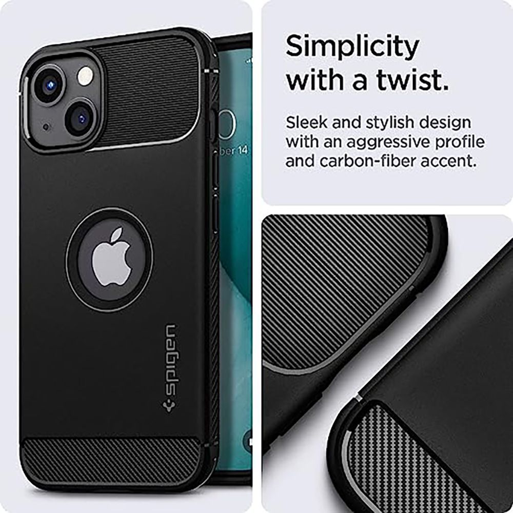 spigen Rugged Armor TPU Back Cover for Apple iPhone 13 Mini (Air Cushion Technology, Matte Black)_9