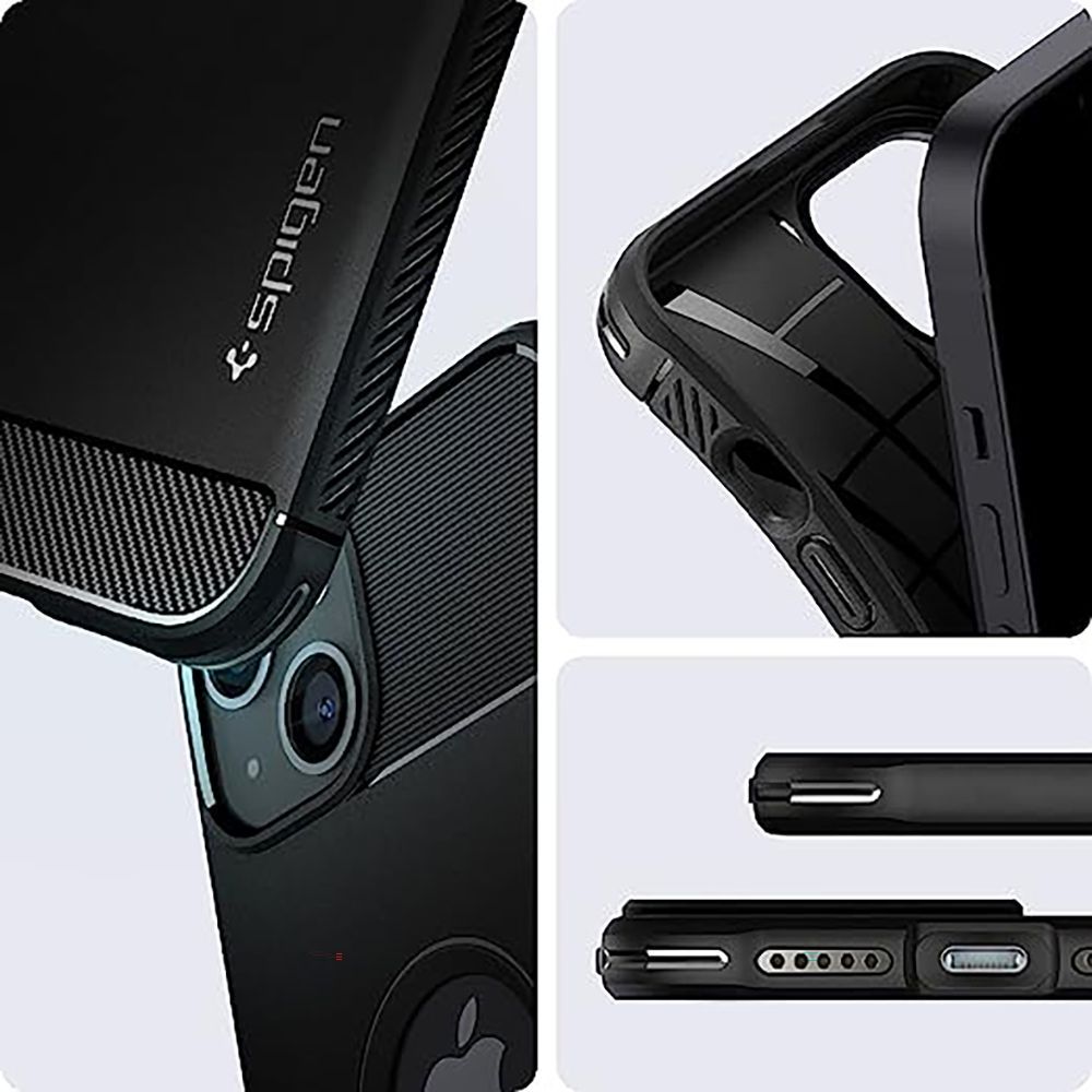 spigen Rugged Armor TPU Back Cover for Apple iPhone 13 Mini (Air Cushion Technology, Matte Black)_5