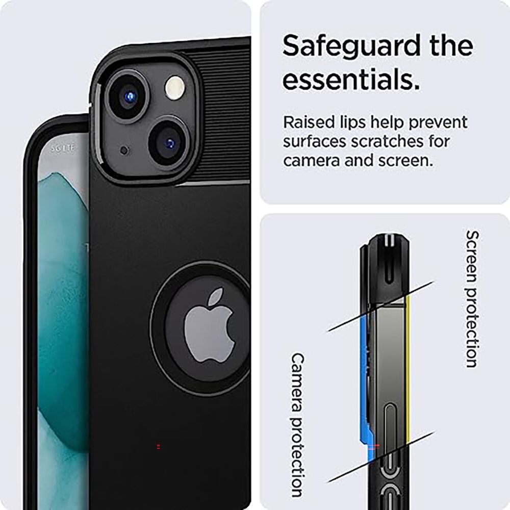 spigen Rugged Armor TPU Back Cover for Apple iPhone 13 Mini (Air Cushion Technology, Matte Black)_6