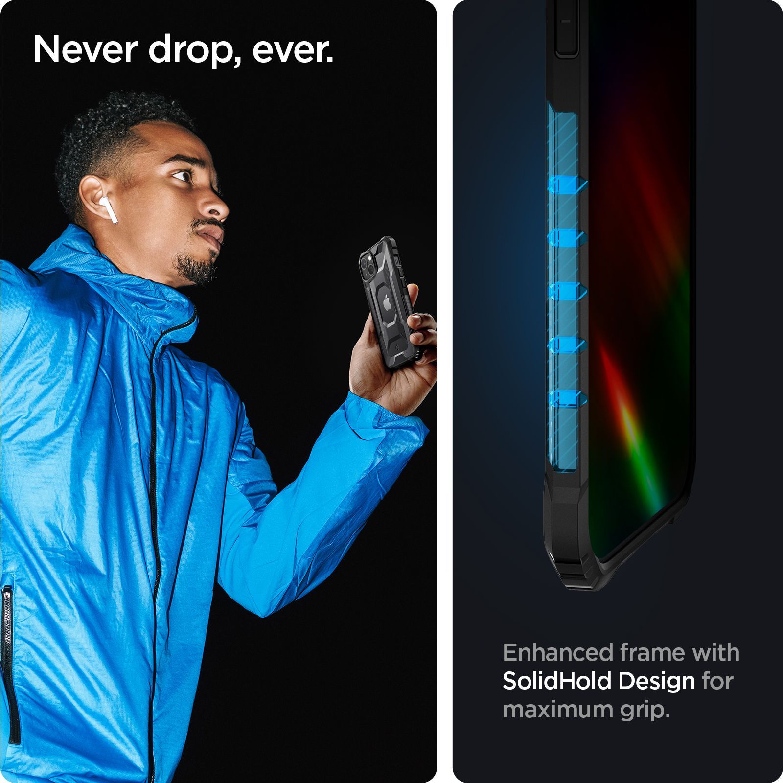 spigen Nitro Force TPU Back Case For iPhone 13 (Impact Resistance, ACS03547, Matte Black) spigen Nitro Force TPU Back Case For iPhone 13 (Impact Resistance, ACS03547, Matte Black)_12