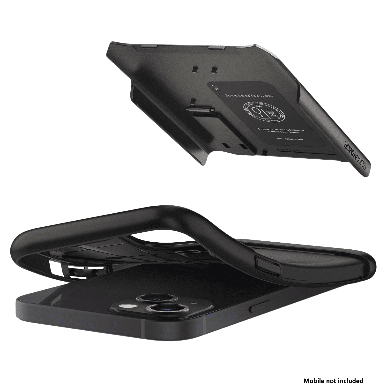 spigen Slim Armor Hard TPU & Polycarbonate Back Cover for Apple iPhone 13 (Wireless Charging Compatible, Black)_7