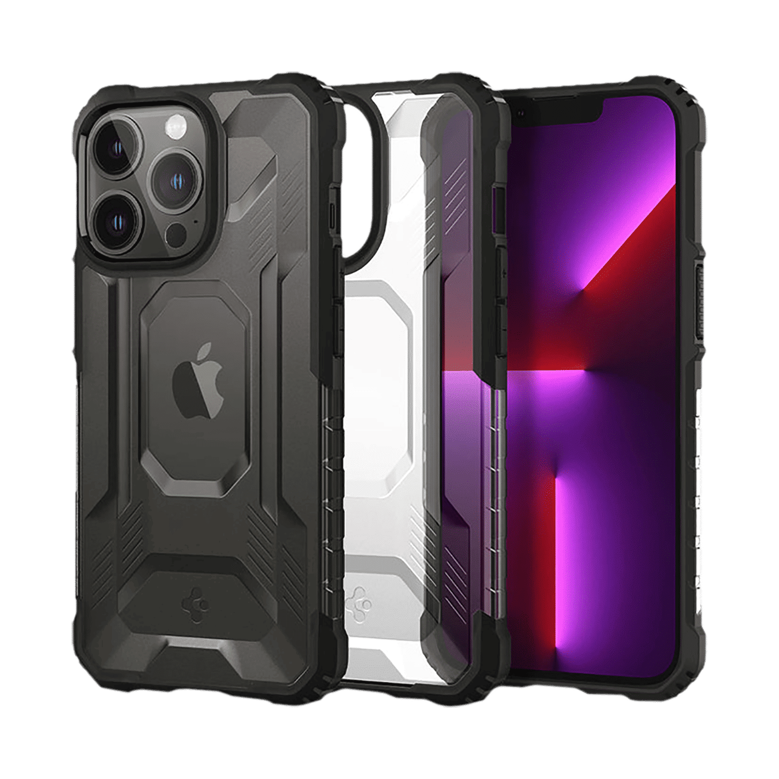 spigen Nitro Force TPU & Polycarbonate Back Cover for Apple iPhone 13 Pro (Air Cushion Technology, Matte Black)_11