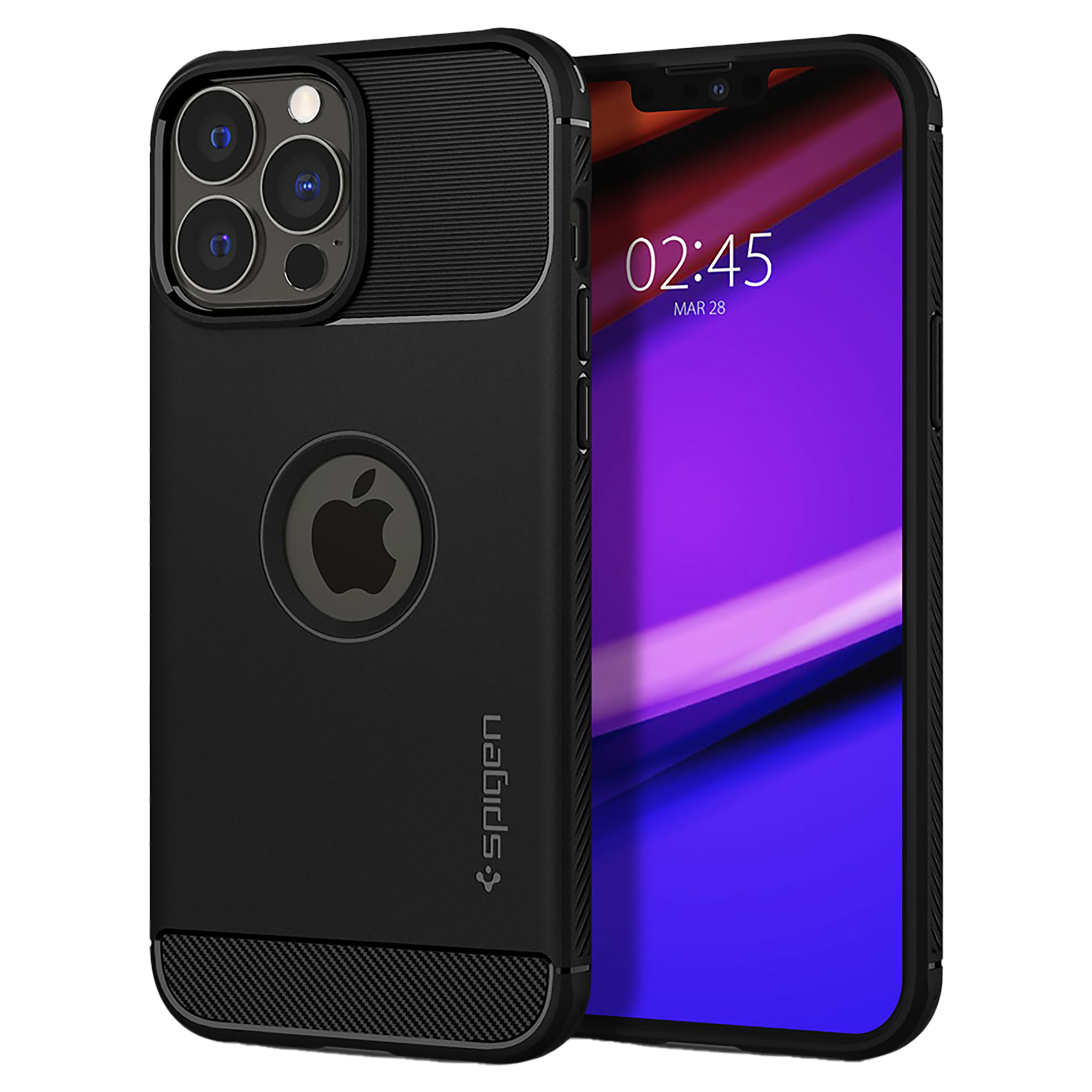 spigen Rugged Armor TPU Back Cover for Apple iPhone 13 Pro (Wireless Charging Compatible, Matte Black)_1