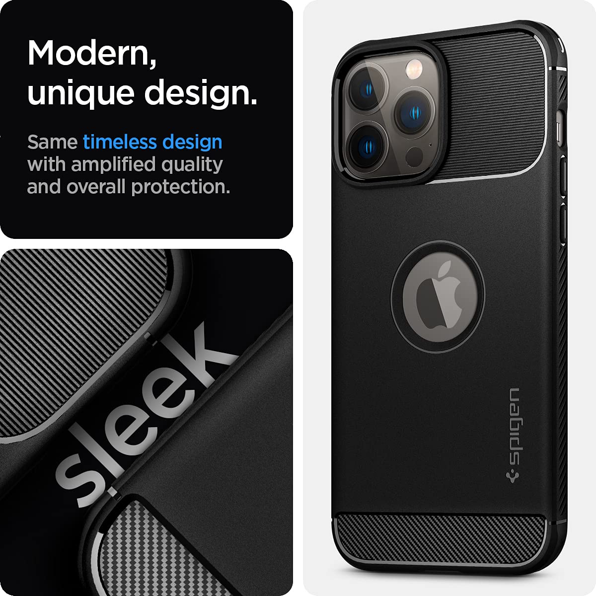 spigen Rugged Armor TPU Back Cover for Apple iPhone 13 Pro (Wireless Charging Compatible, Matte Black)_11