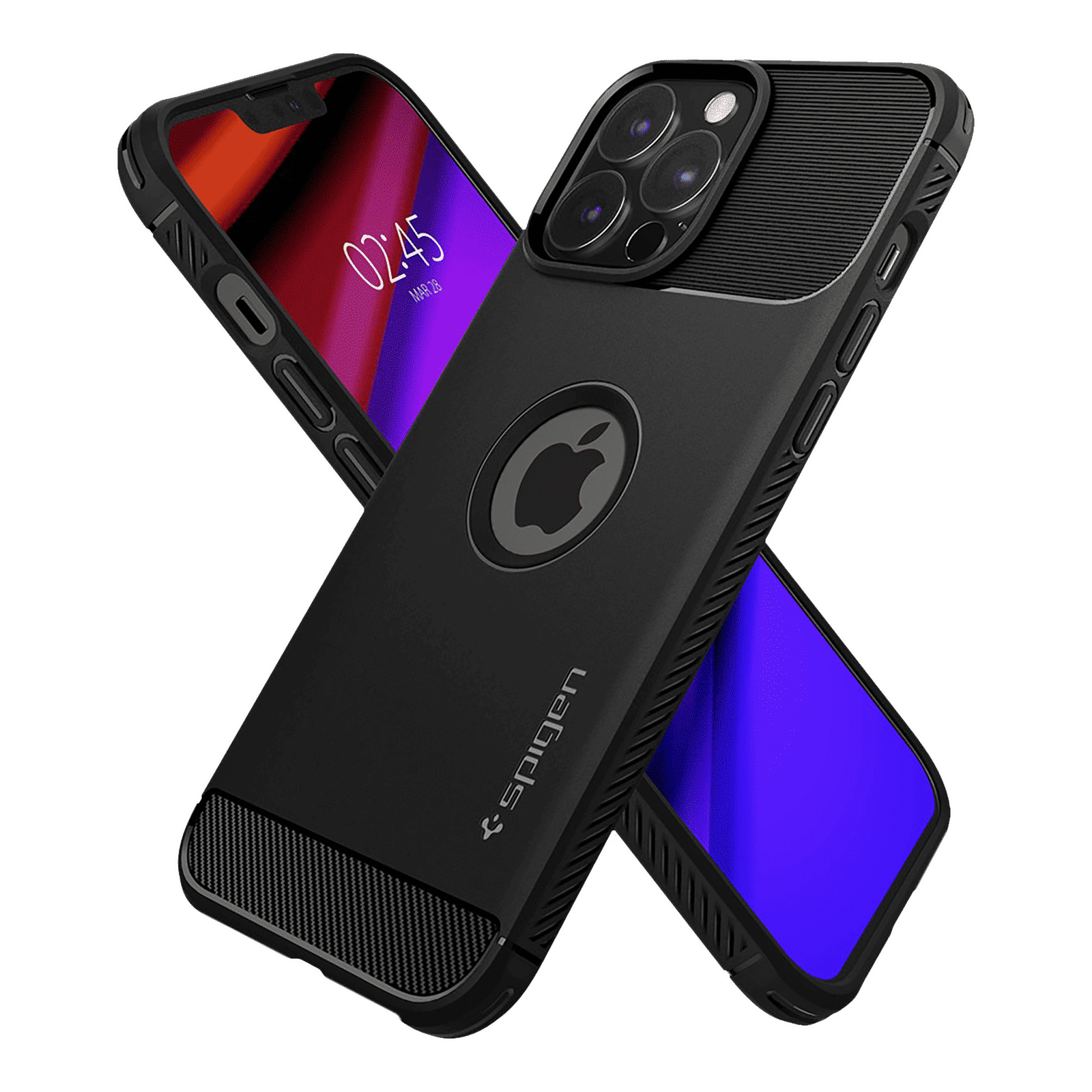 spigen Rugged Armor TPU Back Cover for Apple iPhone 13 Pro (Wireless Charging Compatible, Matte Black)_16