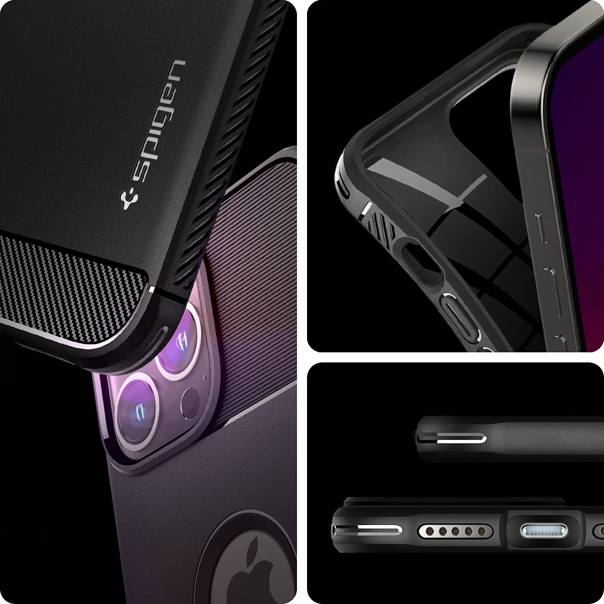 spigen Rugged Armor TPU Back Cover for Apple iPhone 13 Pro (Wireless Charging Compatible, Matte Black)_7