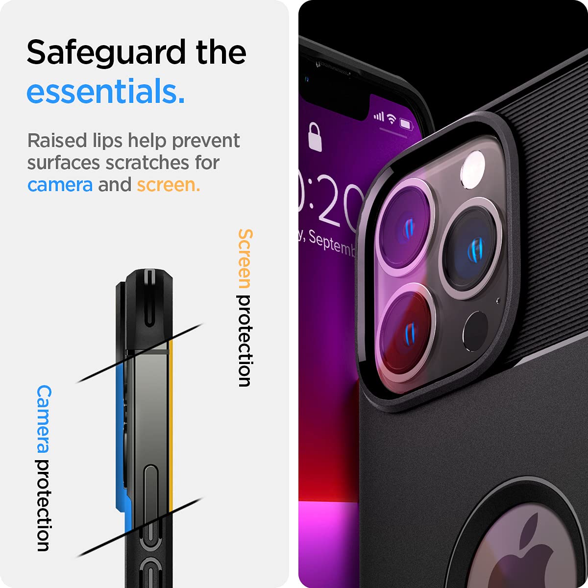 spigen Rugged Armor TPU Back Cover for Apple iPhone 13 Pro (Wireless Charging Compatible, Matte Black)_9