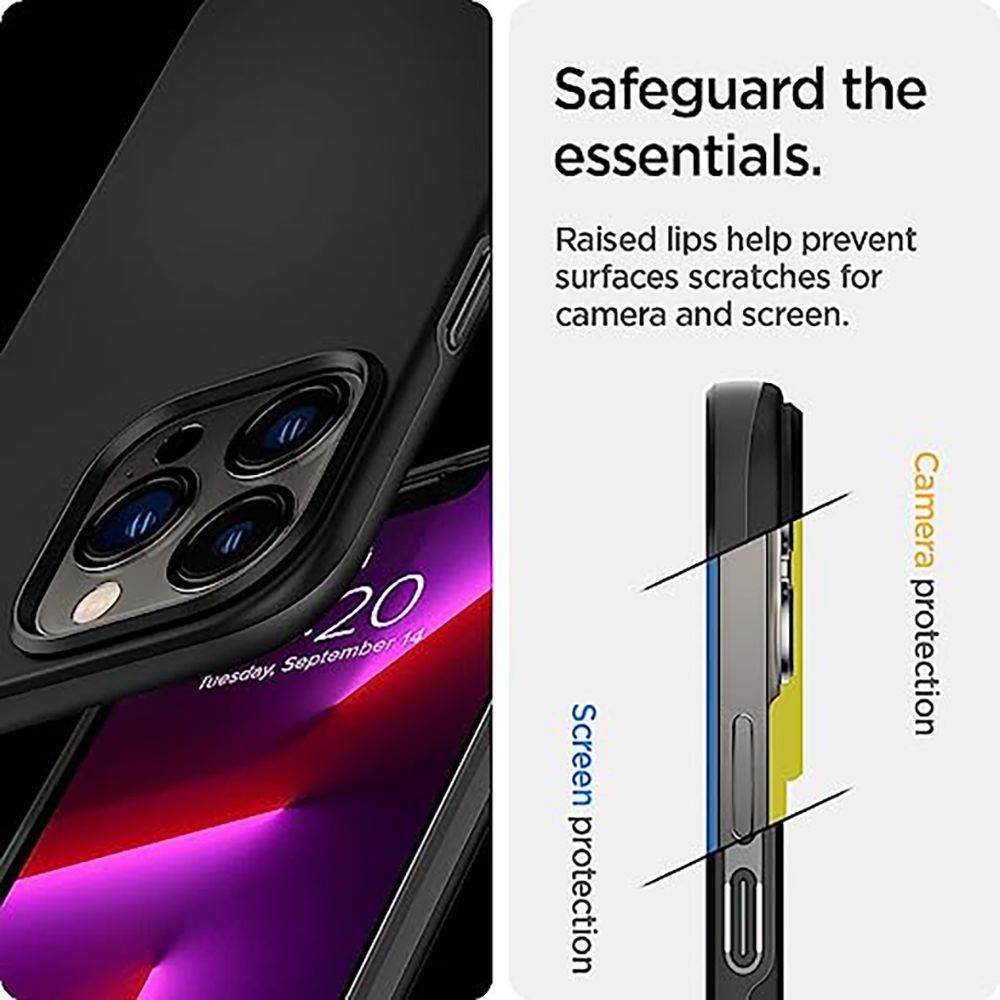 spigen Thin Fit TPU & Polycarbonate Back Cover for Apple iPhone 13 Pro (Wireless Charging Compatible, Black)_5
