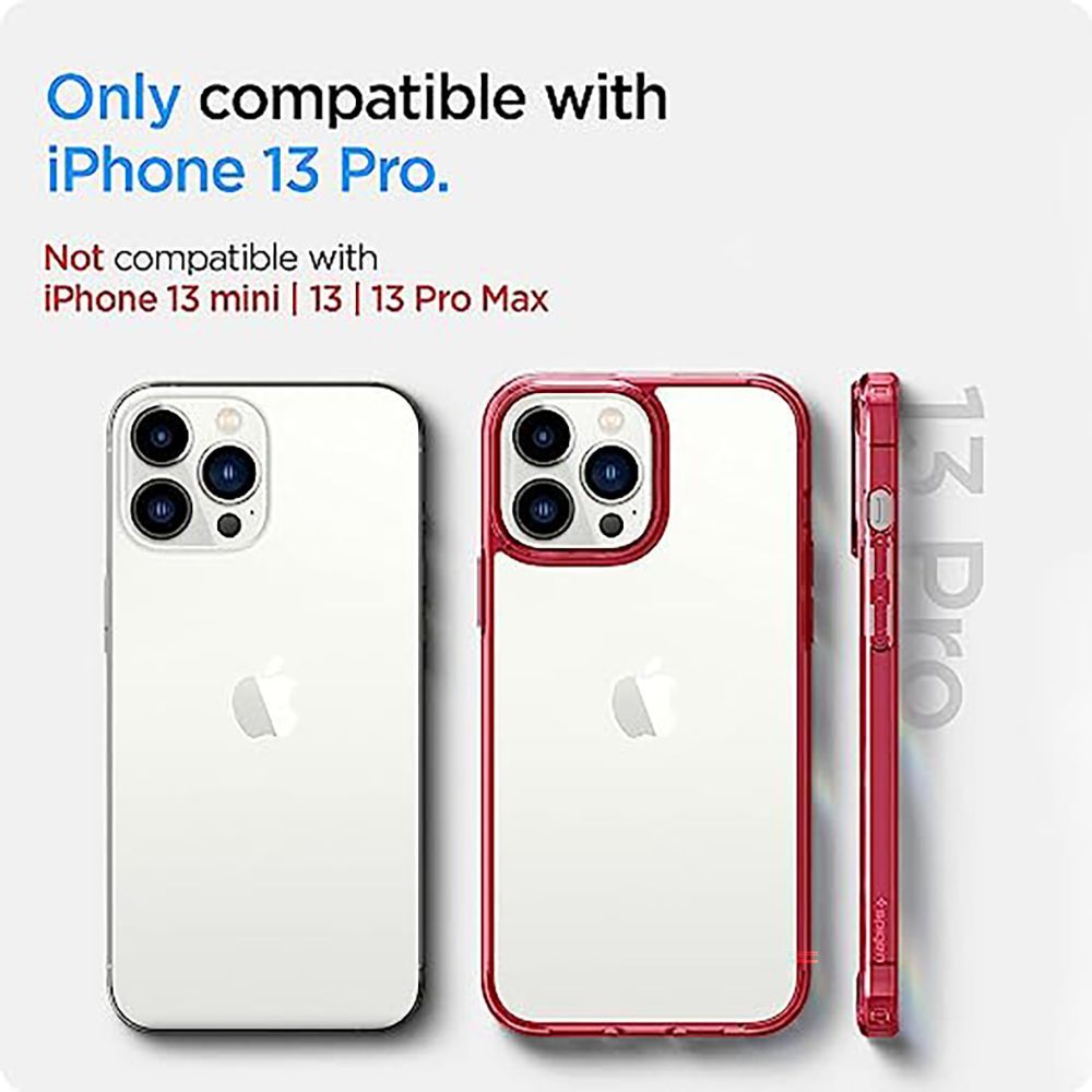 spigen Ultra Hybrid TPU Back Cover for Apple iPhone 13 Pro (Air Cushion Technology, Red Crystal)_9
